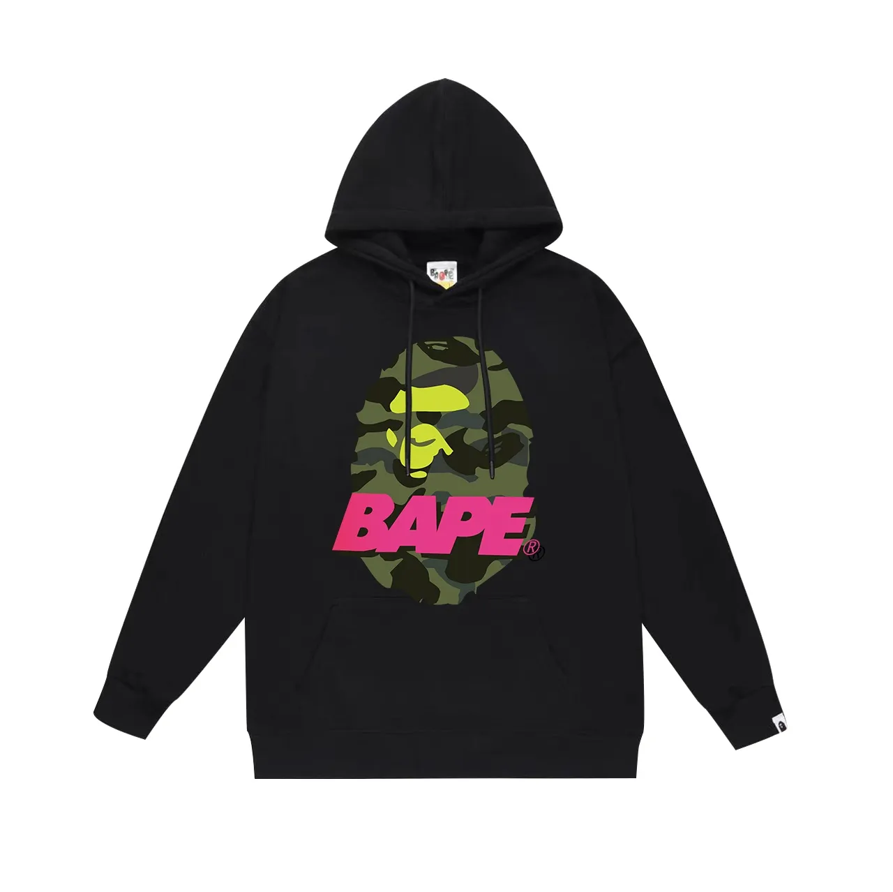 Model No. SC624# terry p160 plus velvet p180💰 (top version) BAPE camouflage ape head pattern contrasting letter print hooded sweatshirt. Made of 380g large terry 430g silver fox velvet (drop shoulder large version) fabric. The texture is soft and non-pilling. Imported environmentally friendly printing glue. The pattern is bright and three-dimensional. Quality💥Same style for men and women. The upper body is trendy. Color: black white gray Size: S M L XL XXL