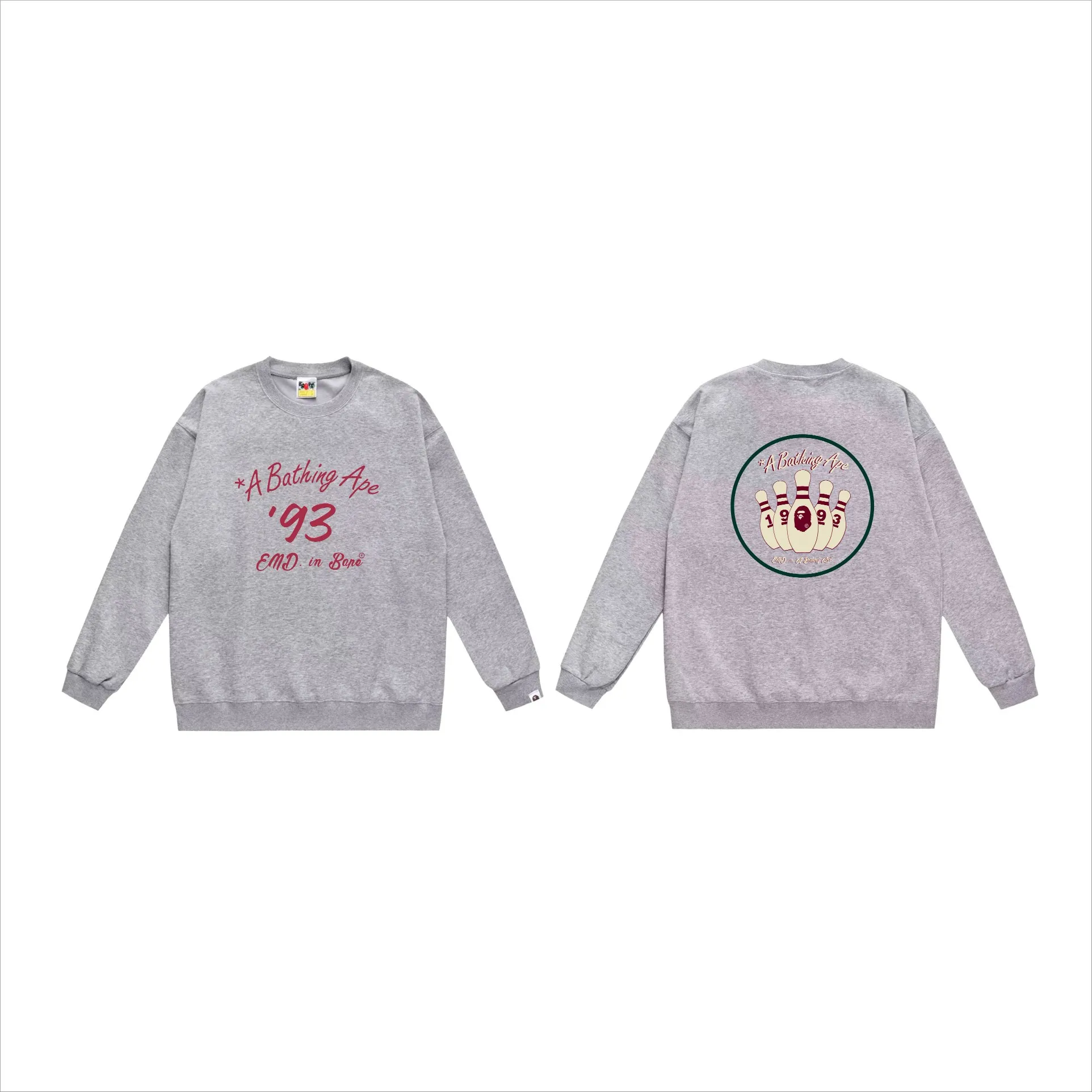 P170 model number SC565# terry 80 plus velvet 85 (top version) BAPE×END co-branded alphanumeric bowling print round neck sweatshirt Made of 350g large terry (drop shoulder large version) fabric, soft texture and no pilling Imported environmentally friendly printing glue The pattern is bright and three-dimensional Quality 💥Same style for men and women The upper body is trendy Color: black white gray Size: S M L XL XXL