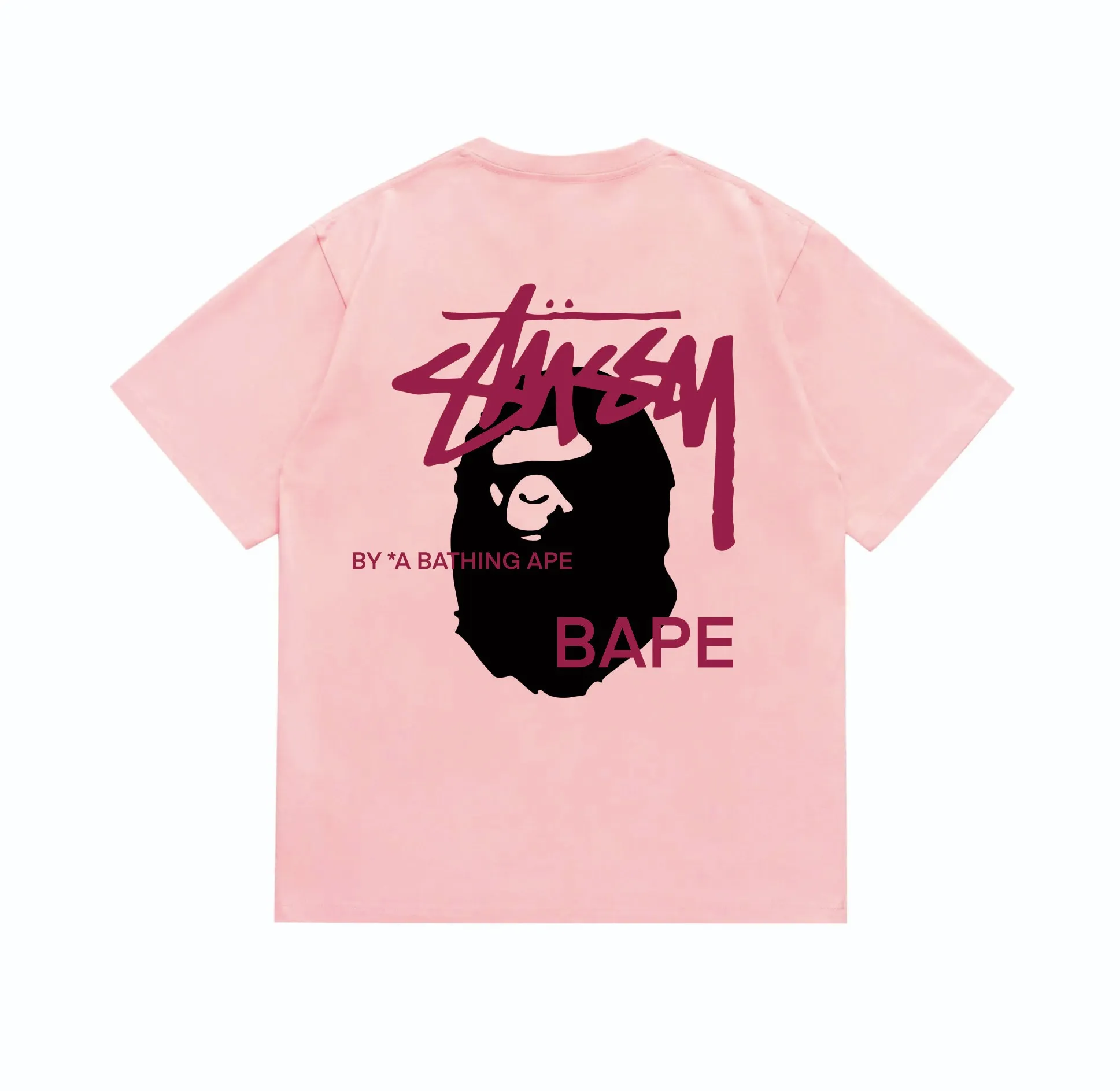SC210#p110💰 (top version) BAPE×Stussy co-branded Stussy letter ape print T-shirt Made of 260 grams of high-quality high-weave pure cotton fabric, double yarn combed, soft texture and no pilling Imported environmentally friendly printing glue, bright and three-dimensional pattern, quality 💥Same style for men and women, the upper body is fashionable Color: black and yellow print, white and yellow print, gray and yellow print, pink and yellow print, red and yellow print, white and black print, pink and black print Red and black printing Gray and black printing White and purple printing Pink and purple printing Red and purple printing Gray and purple printing Size: S M L XL XXL