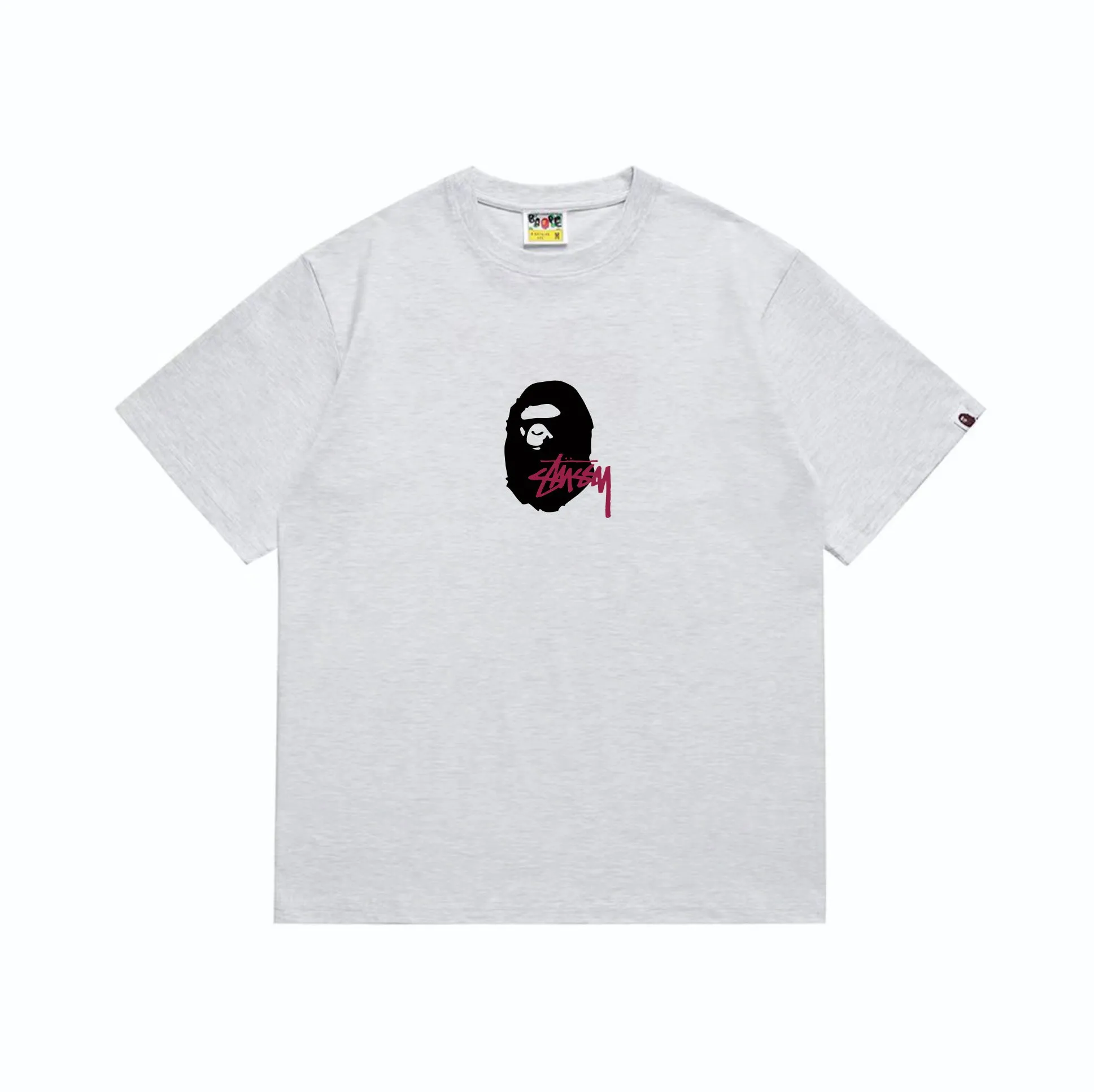 SC210#p110💰 (top version) BAPE×Stussy co-branded Stussy letter ape print T-shirt Made of 260 grams of high-quality high-weave pure cotton fabric, double yarn combed, soft texture and no pilling Imported environmentally friendly printing glue, bright and three-dimensional pattern, quality 💥Same style for men and women, the upper body is fashionable Color: black and yellow print, white and yellow print, gray and yellow print, pink and yellow print, red and yellow print, white and black print, pink and black print Red and black printing Gray and black printing White and purple printing Pink and purple printing Red and purple printing Gray and purple printing Size: S M L XL XXL