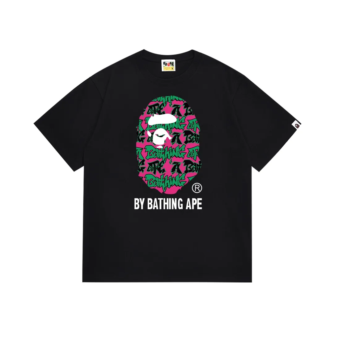 SC121#p110💰 (top version) BAPE camouflage ape head letter printed short-sleeved T-shirt Made of 260 grams of high-quality high-woven pure cotton fabric, double yarn combed, soft texture and no pilling Imported environmentally friendly printing glue, bright and three-dimensional pattern, quality 💥Same style for men and women, the upper body is fashionable Color: black white Size: S M L XL XXL
