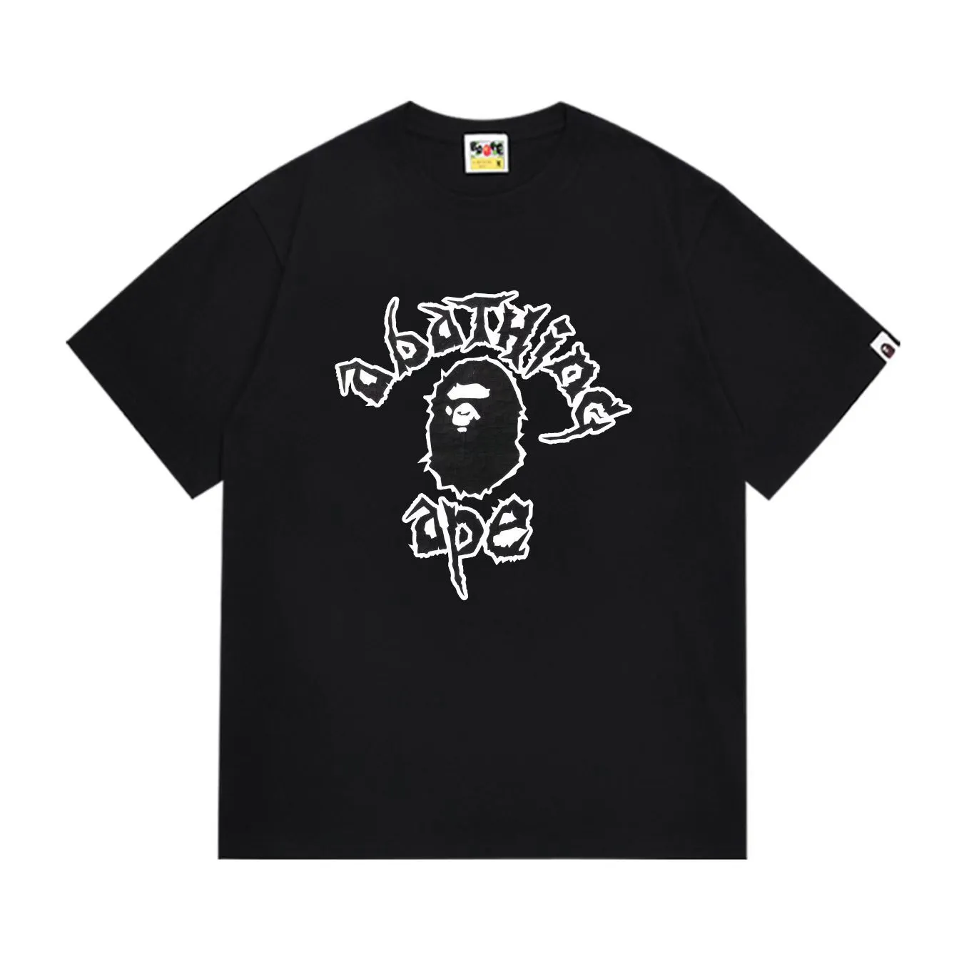 SC1002#p110💰 (top version) BAPE uses 260 grams of high-quality high-weave pure cotton fabric, double yarn combed, soft and non-pilling texture, imported environmentally friendly printing glue, bright and three-dimensional pattern, quality 💥Same style for men and women, the upper body is trendy Color: Black White Size: S M L XL XXL