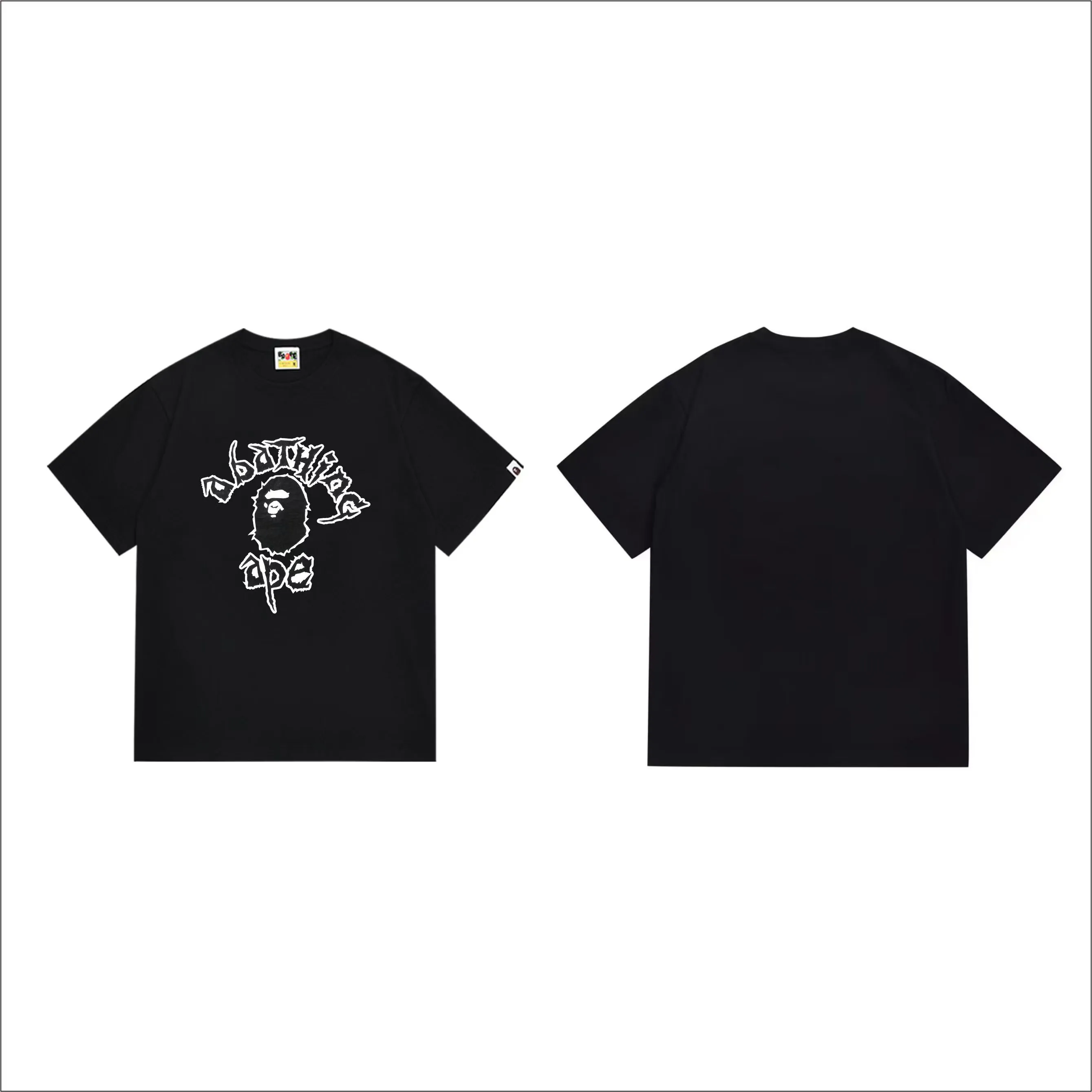 SC1002#p110💰 (top version) BAPE uses 260 grams of high-quality high-weave pure cotton fabric, double yarn combed, soft and non-pilling texture, imported environmentally friendly printing glue, bright and three-dimensional pattern, quality 💥Same style for men and women, the upper body is trendy Color: Black White Size: S M L XL XXL
