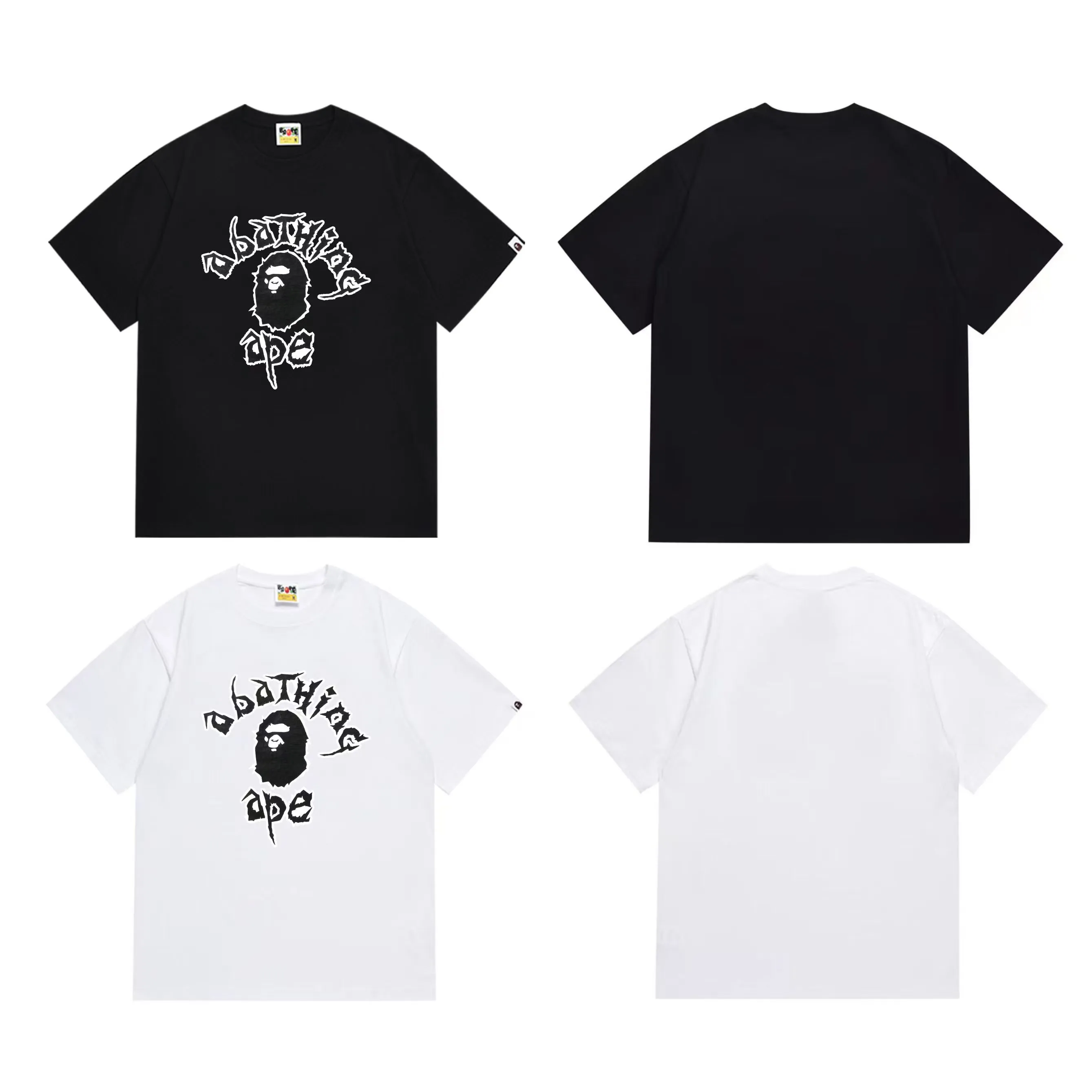 SC1002#p110💰 (top version) BAPE uses 260 grams of high-quality high-weave pure cotton fabric, double yarn combed, soft and non-pilling texture, imported environmentally friendly printing glue, bright and three-dimensional pattern, quality 💥Same style for men and women, the upper body is trendy Color: Black White Size: S M L XL XXL