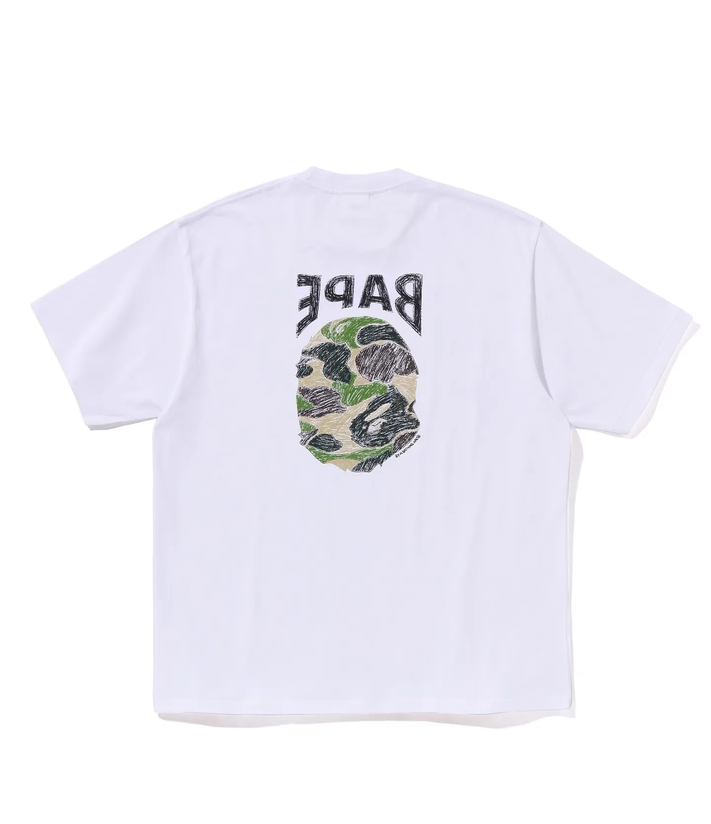 P110 001194 BAPE SS25 ABC CAMO series hand-painted camouflage pattern short-sleeved T-shirt, same style for men and women, size smlxlxxl, white