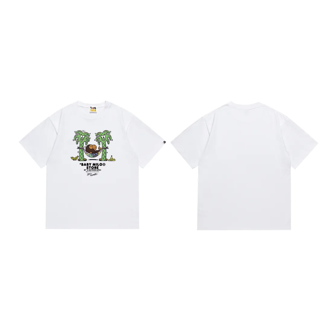 SC190#p110💰 (top version) BAPE lazy monkey cartoon animation pattern printed T-shirt Made of 260 grams of high-quality high-woven pure cotton fabric, double yarn combed, soft texture and no pilling Imported environmentally friendly printing glue, bright and three-dimensional pattern, quality 💥Same style for men and women, the upper body is fashionable Color: black white Size: S M L XL XXL