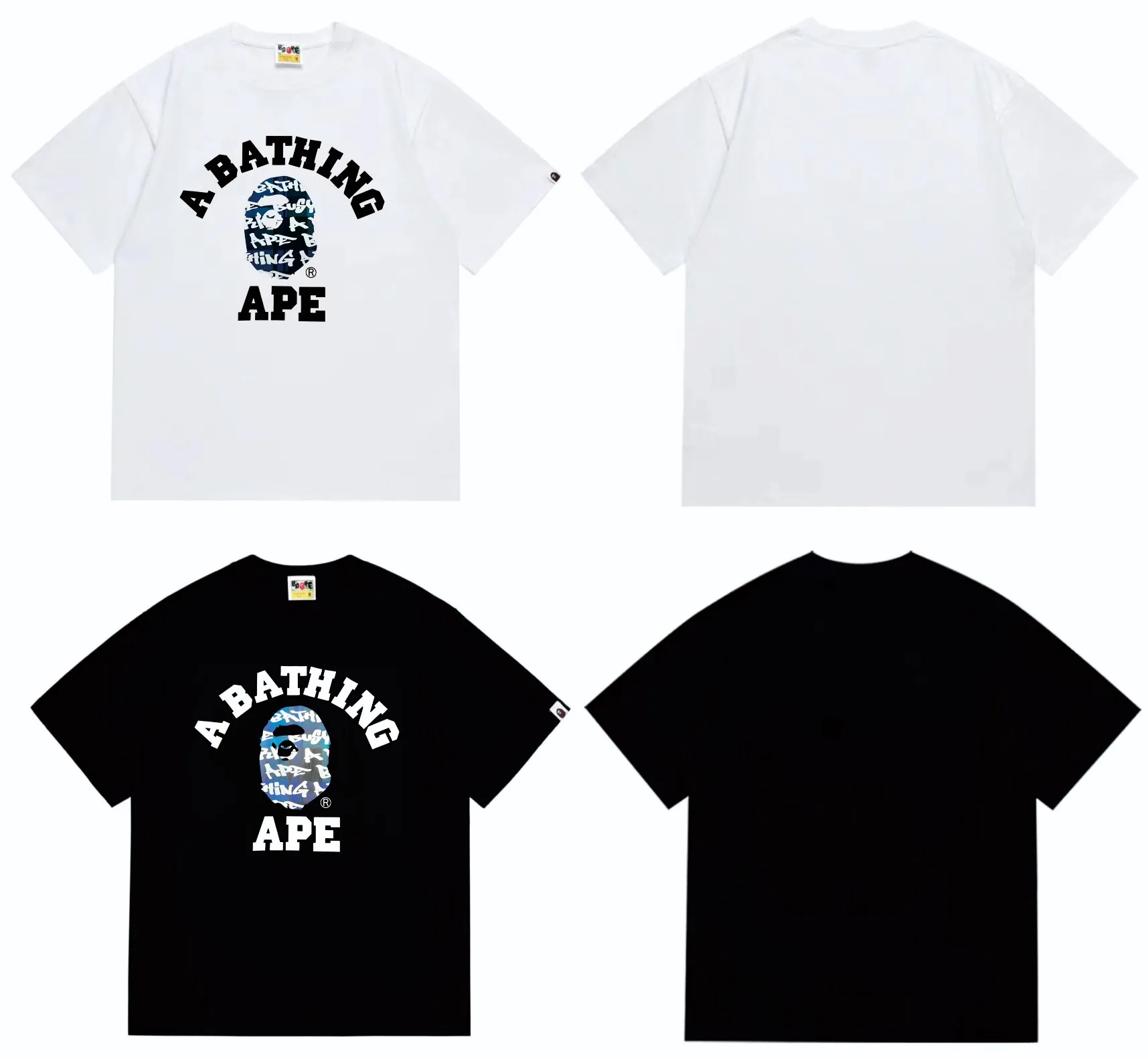 SC259#p110💰 (top version) BAPE ape head letter print graffiti plaid pattern short-sleeved T-shirt Made of 260 grams of high-quality high-weave pure cotton fabric, double yarn combed, soft texture and no pilling Imported environmentally friendly printing glue, bright and three-dimensional pattern, quality 💥Same style for men and women, the upper body is fashionable Color: black and blue, white and blue, black and red, white and red Size: S M L XL XXL