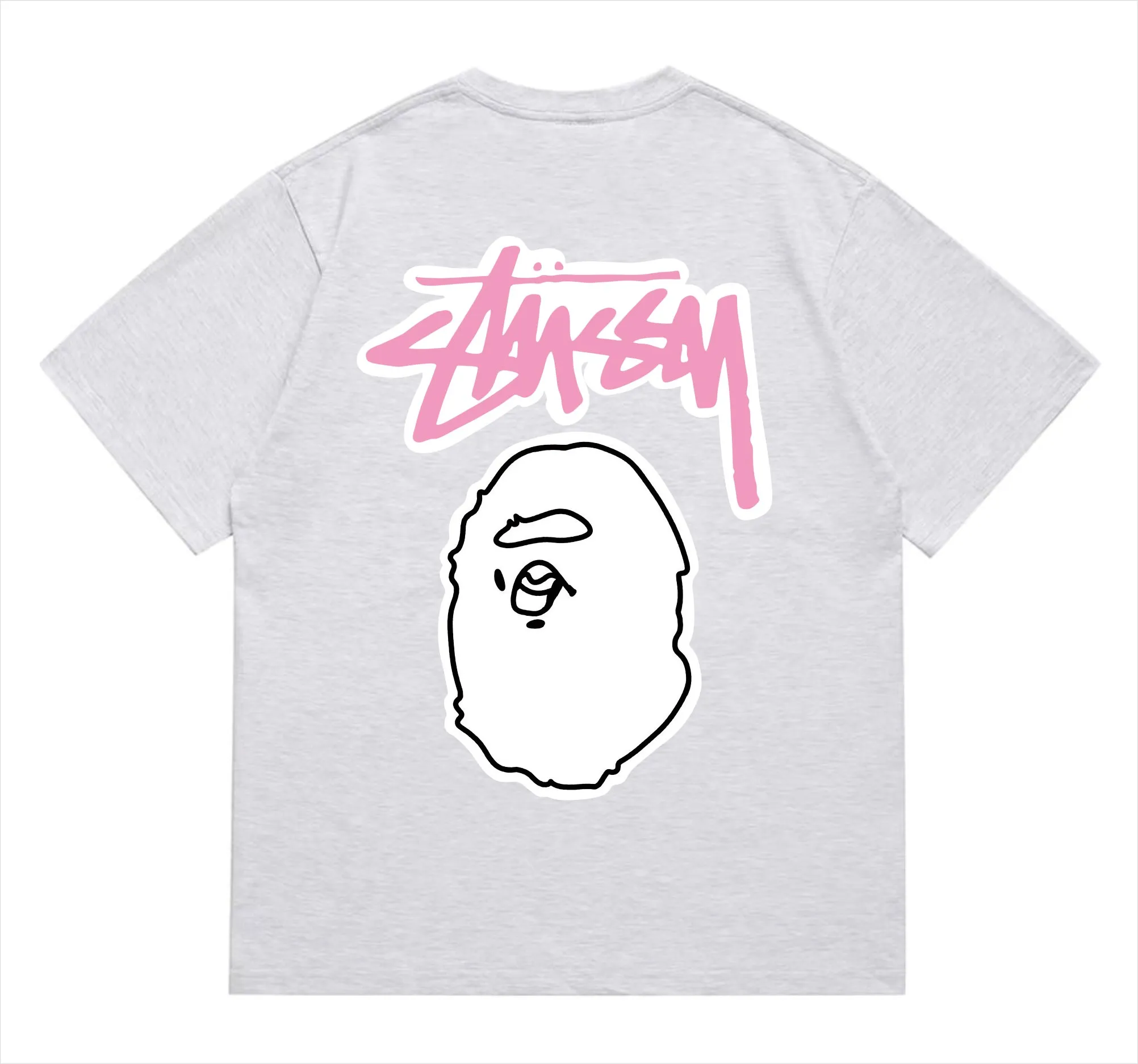 SC206#p110💰 (top version) BAPE×Stussy co-branded Stussy letter ape print T-shirt Made of 260 grams of high-quality high-weave pure cotton fabric, double yarn combed, soft texture and no pilling Imported environmentally friendly printing glue, bright and three-dimensional pattern, quality 💥Same style for men and women, the upper body is fashionable Color: black and white, gray and white, pink and white, red and white, white and black, gray and black, pink and black, red and black Size: S M L XL XXL