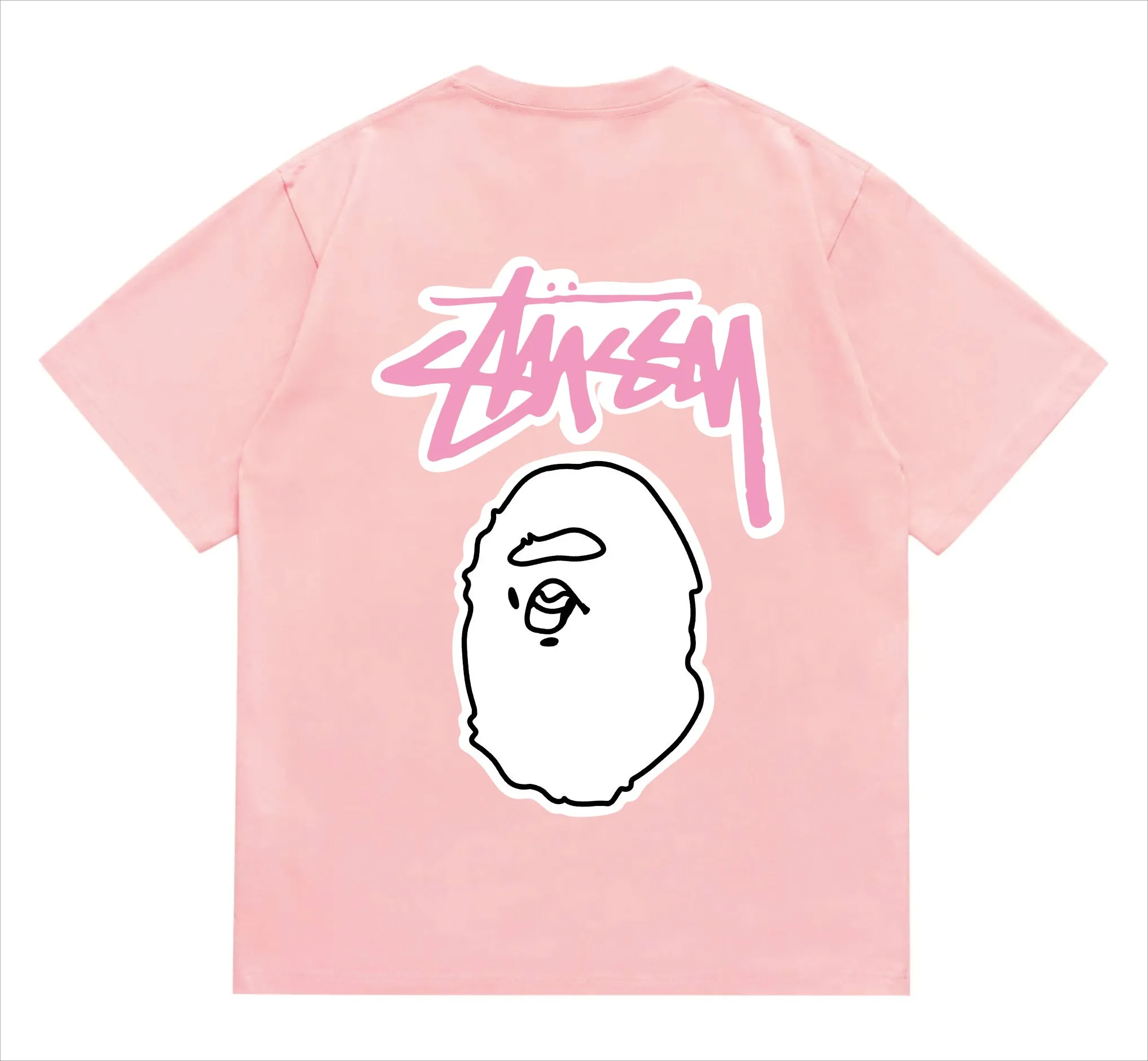 SC206#p110💰 (top version) BAPE×Stussy co-branded Stussy letter ape print T-shirt Made of 260 grams of high-quality high-weave pure cotton fabric, double yarn combed, soft texture and no pilling Imported environmentally friendly printing glue, bright and three-dimensional pattern, quality 💥Same style for men and women, the upper body is fashionable Color: black and white, gray and white, pink and white, red and white, white and black, gray and black, pink and black, red and black Size: S M L XL XXL