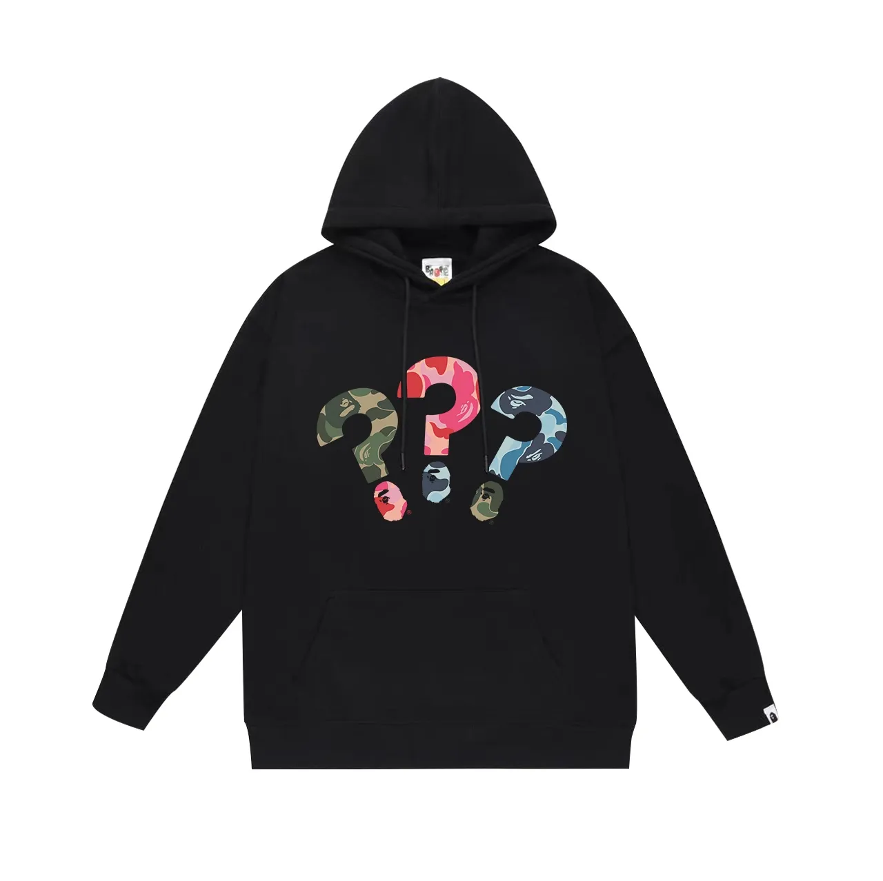 Model No. SC664# Terry p160 plus velvet p180💰 (top version) BAPE ape head ❓❓❓question mark print hooded sweatshirt Made of 380g large terry 430g silver fox velvet (drop shoulder large version) fabric. The texture is soft and non-pilling. Imported environmentally friendly printing glue. The pattern is bright and three-dimensional. Quality💥Same style for men and women. The upper body is trendy. Color: black white gray Size: S M L XL XXL