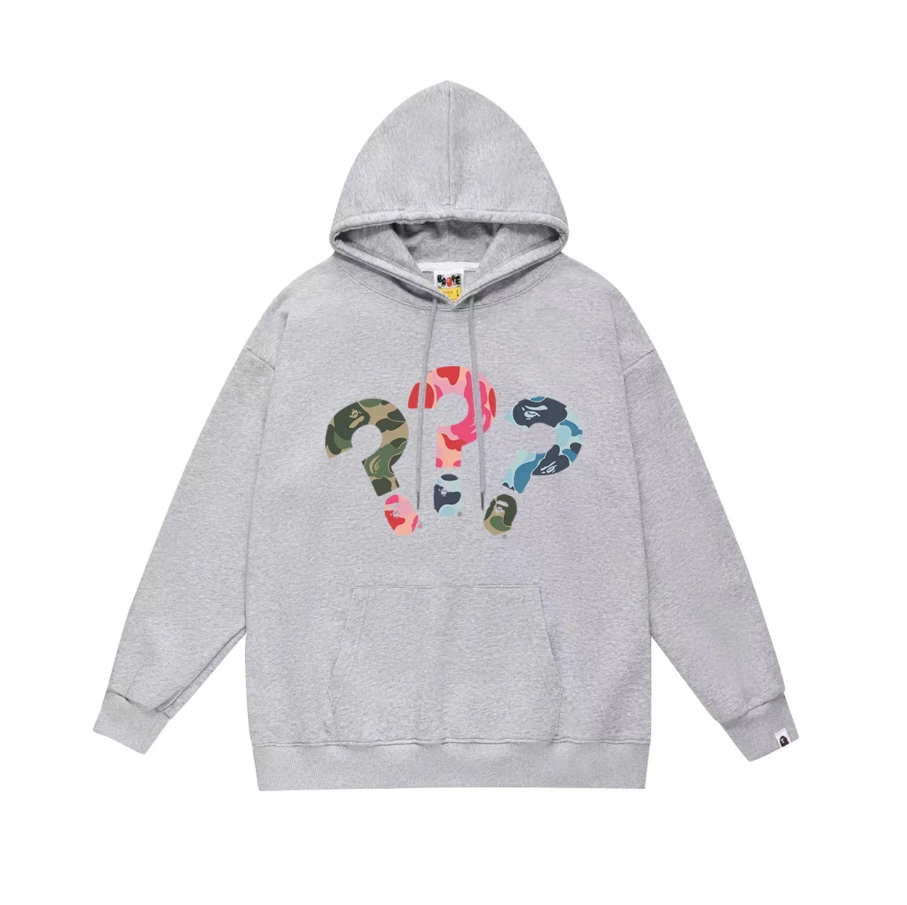 Model No. SC664# Terry p160 plus velvet p180💰 (top version) BAPE ape head ❓❓❓question mark print hooded sweatshirt Made of 380g large terry 430g silver fox velvet (drop shoulder large version) fabric. The texture is soft and non-pilling. Imported environmentally friendly printing glue. The pattern is bright and three-dimensional. Quality💥Same style for men and women. The upper body is trendy. Color: black white gray Size: S M L XL XXL