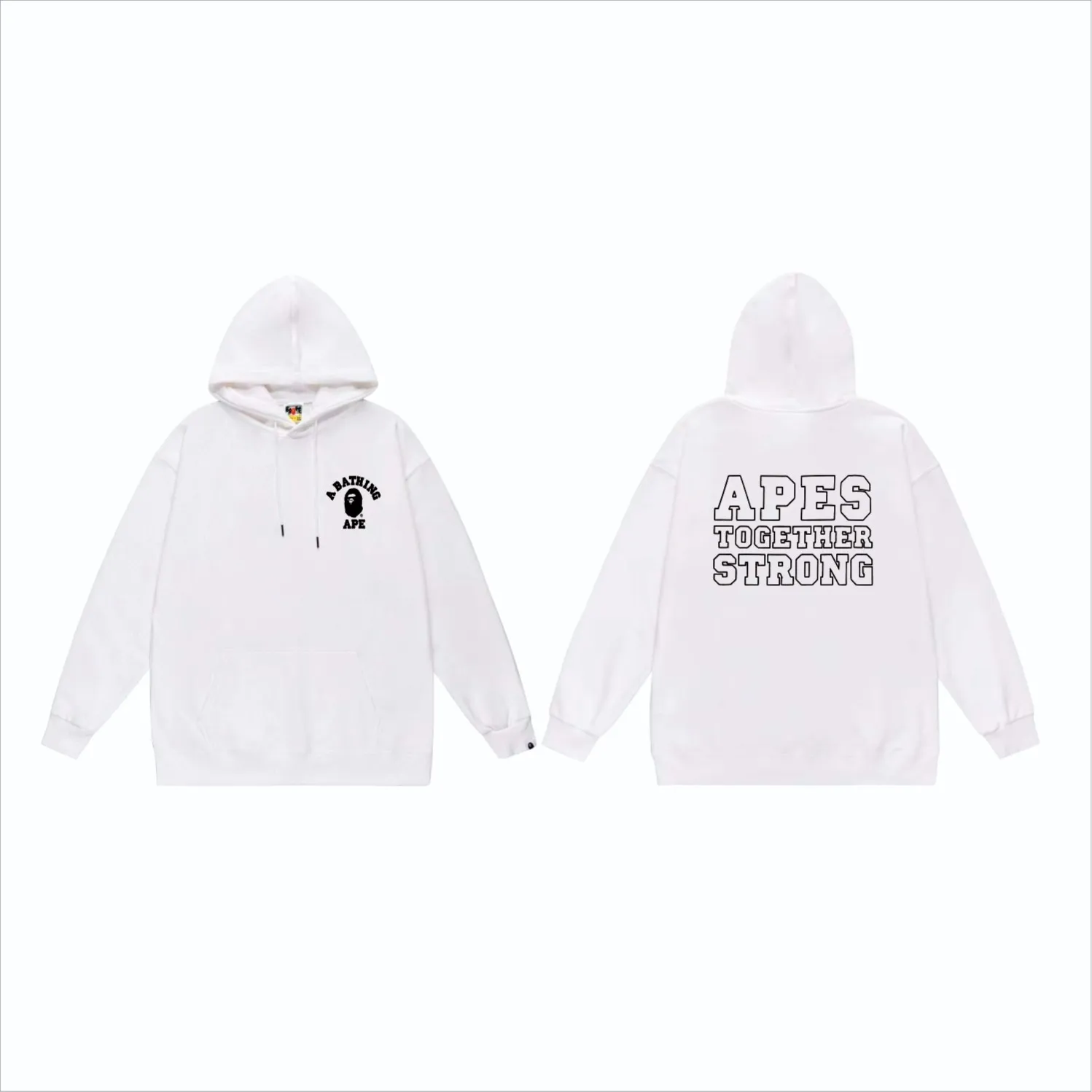 P160 model number SC848# terry 80 plus velvet 90 (top version) BAPE classic ape head letter print pattern hooded sweatshirt. Made of 380g large terry (drop shoulder large version) fabric. The texture is soft and non-pilling. Imported environmentally friendly printing glue. The pattern is bright and three-dimensional. Quality 💥Same style for men and women. The upper body is trendy. Color: black white gray Size: S M L XL XXL