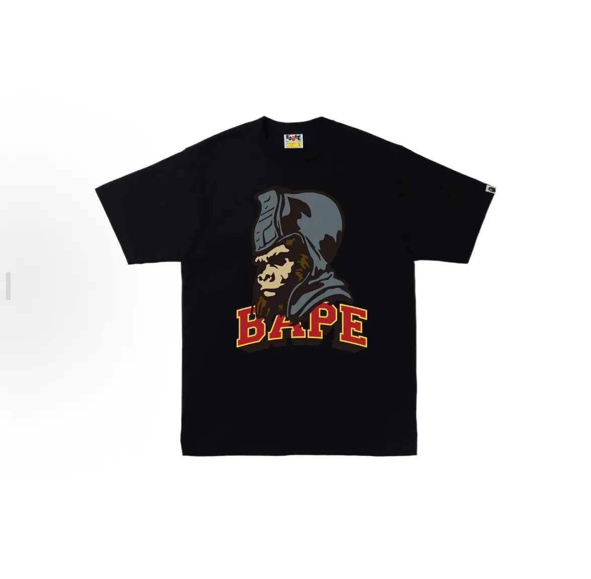 P110 001007 BAPE Ape Logo cartoon print round neck pullover short-sleeved T-shirt, same style for men and women, size smlxlxxl, black and white