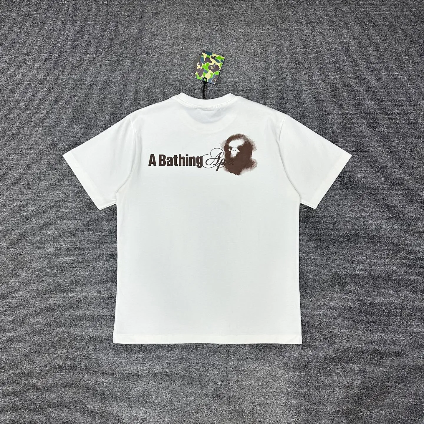 💰140 BAPE watermark pattern short-sleeved T-shirt 280g weight linen cotton fabric ZP version couple style: S-XXL [white gray]