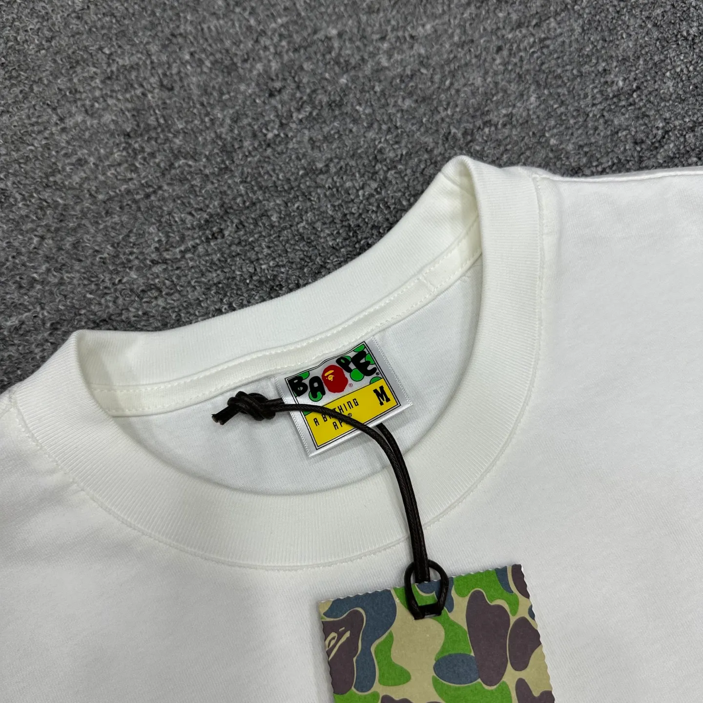 💰140 BAPE watermark pattern short-sleeved T-shirt 280g weight linen cotton fabric ZP version couple style: S-XXL [white gray]