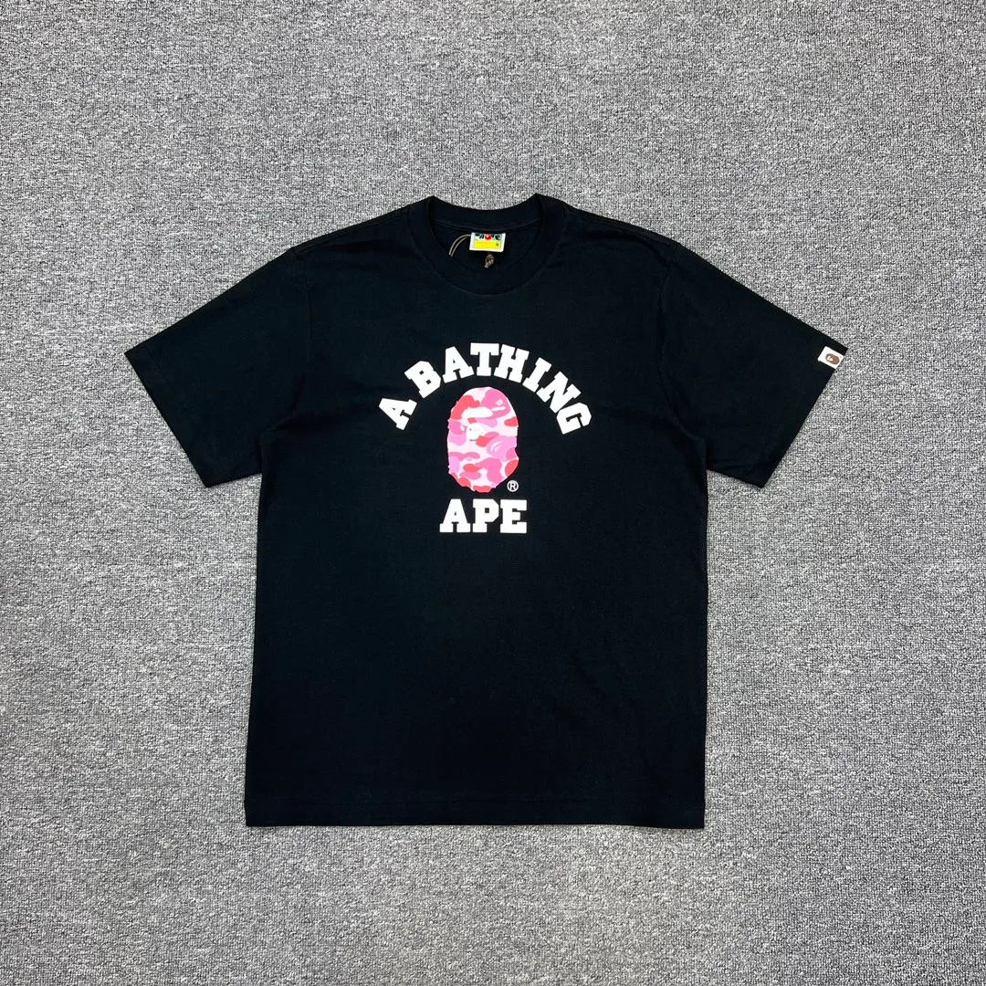 💰140 BAPE ABC camouflage ape head letter printing 270g weight linen cotton fabric ZP version Couple style: S-XXL [Black Green White Green Black Pink White Pink Black Blue White Blue]
