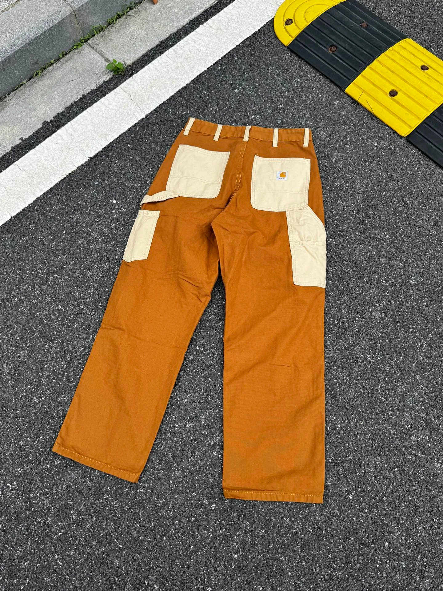 🅿️270 K077 Carhartt WIP 🍫Chocolate Carhartt double knee pants logging pants color matching cleanfit workwear loose straight trousers b01VIBE style Size: 28 30 32 34 36