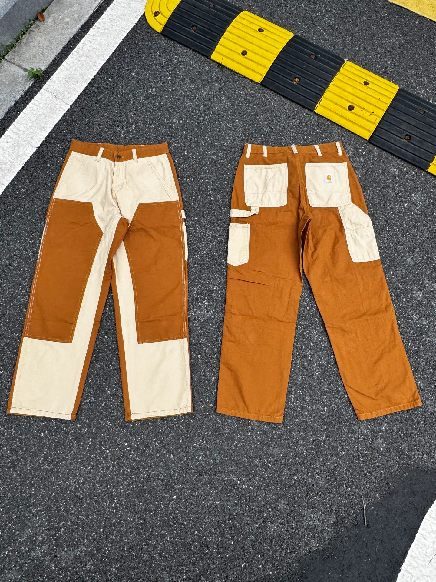 🅿️270 K077 Carhartt WIP 🍫Chocolate Carhartt double knee pants logging pants color matching cleanfit workwear loose straight trousers b01VIBE style Size: 28 30 32 34 36