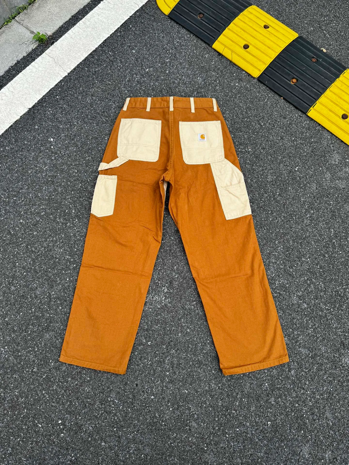 🅿️270 K077 Carhartt WIP 🍫Chocolate Carhartt double knee pants logging pants color matching cleanfit workwear loose straight trousers b01VIBE style Size: 28 30 32 34 36