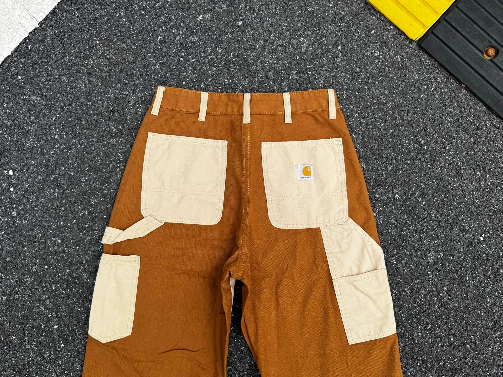 🅿️270 K077 Carhartt WIP 🍫Chocolate Carhartt double knee pants logging pants color matching cleanfit workwear loose straight trousers b01VIBE style Size: 28 30 32 34 36