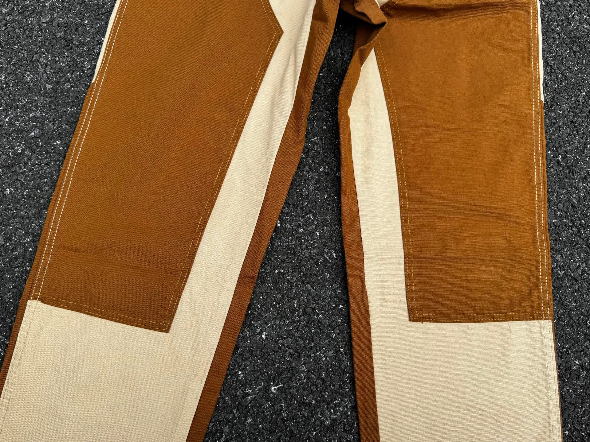 🅿️270 K077 Carhartt WIP 🍫Chocolate Carhartt double knee pants logging pants color matching cleanfit workwear loose straight trousers b01VIBE style Size: 28 30 32 34 36