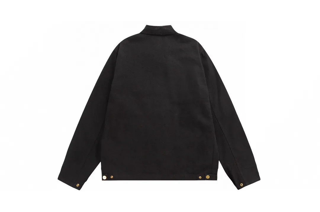 🅿️330 New: Style number: B123 Carhartt Wip Carhartt classic Detroit zipper jacket couple casual work jacket 1️⃣The fabric is made of new environmentally friendly twill fabric. The light wash feels and the color will look better with time. It is a very high-quality fabric!  2️⃣The workmanship details are perfectly controlled, the classic logo is embroidered on the chest, the corduroy lapel highlights the unique style, the customized gold zipper, and the gold buttons all have logos that become more unique as they wear out with use! 3️⃣ Suitable for daily wear and can be worn in various styles. It is a very versatile jacket for men and women! Color: black, yellow, purple Size: S, M, L, XL