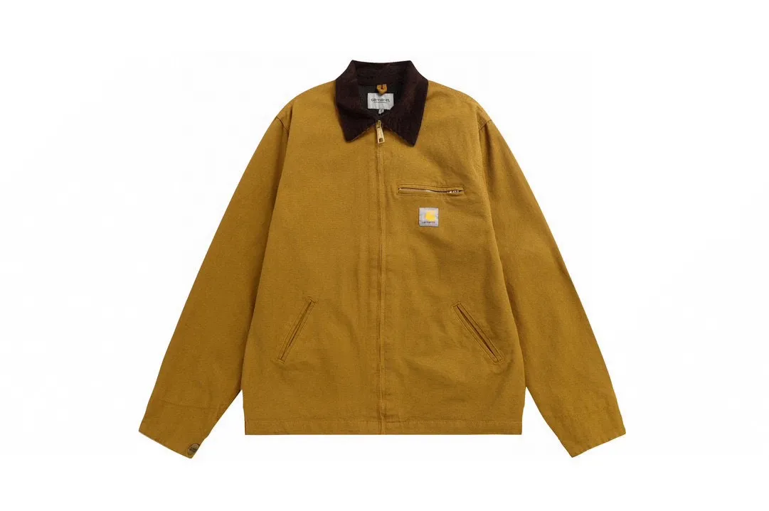 🅿️330 New: Style number: B123 Carhartt Wip Carhartt classic Detroit zipper jacket couple casual work jacket 1️⃣The fabric is made of new environmentally friendly twill fabric. The light wash feels and the color will look better with time. It is a very high-quality fabric!  2️⃣The workmanship details are perfectly controlled, the classic logo is embroidered on the chest, the corduroy lapel highlights the unique style, the customized gold zipper, and the gold buttons all have logos that become more unique as they wear out with use! 3️⃣ Suitable for daily wear and can be worn in various styles. It is a very versatile jacket for men and women! Color: black, yellow, purple Size: S, M, L, XL