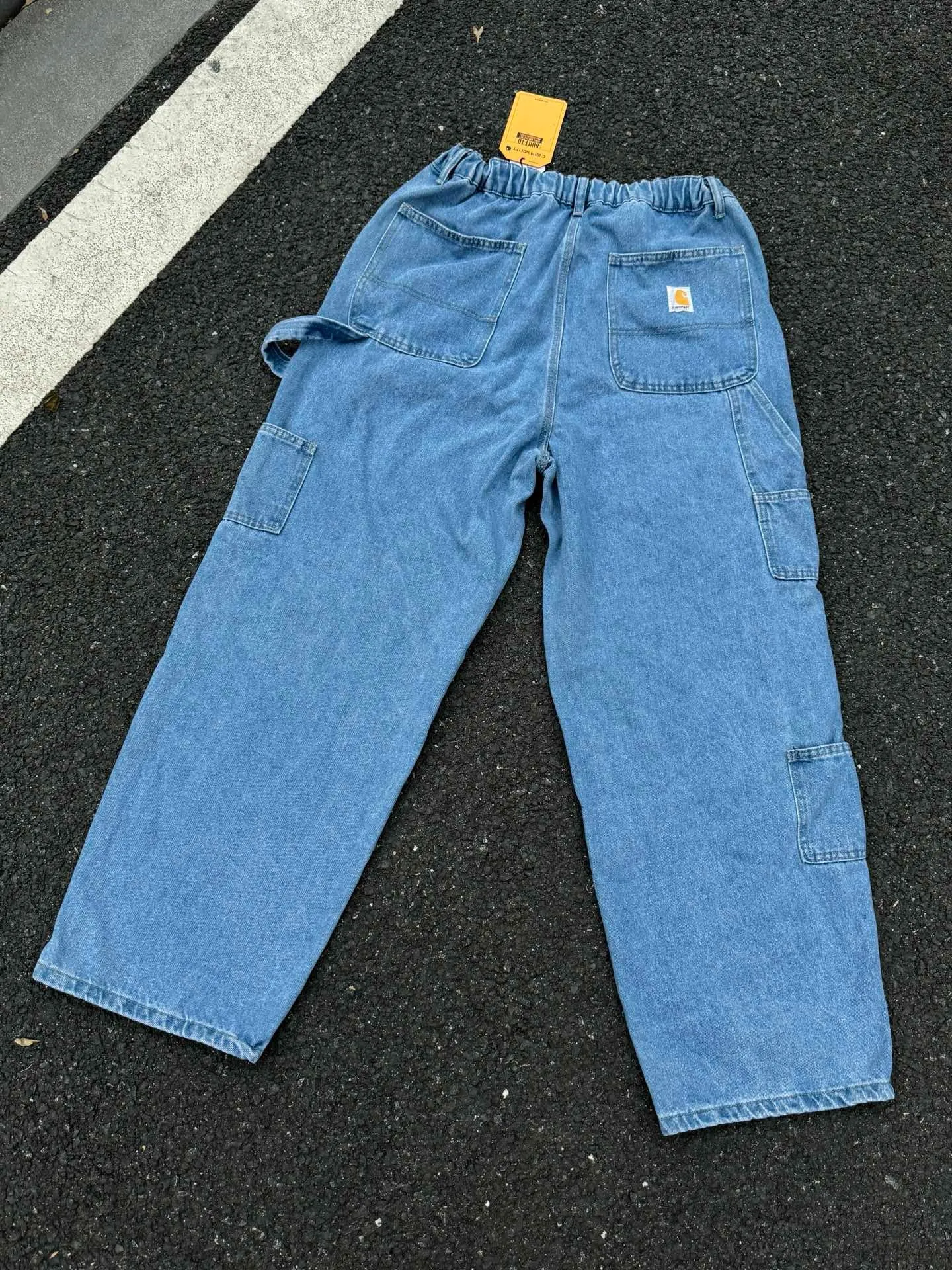 🅿️250 K034 Carhartt WIP Carhartt multi-pocket Japanese style workwear style Carhartt family joint series Carhartt deconstructed inverted double-knee jeans. Customized original logo buckle, YKK zipper fly, smooth and easy to pull! Many locations are reinforced with tacks, and the workmanship is solid! The overall tailoring adopts three-dimensional structure tailoring! Ergonomically designed, more flexible when wearing! The cut is streamlined and streamlined, allowing you to move flexibly with your body! Integrates functionality, beauty and durability! Suitable for business, travel, leisure and many other occasions! Straight fit Color: Blue Size: S-XXL