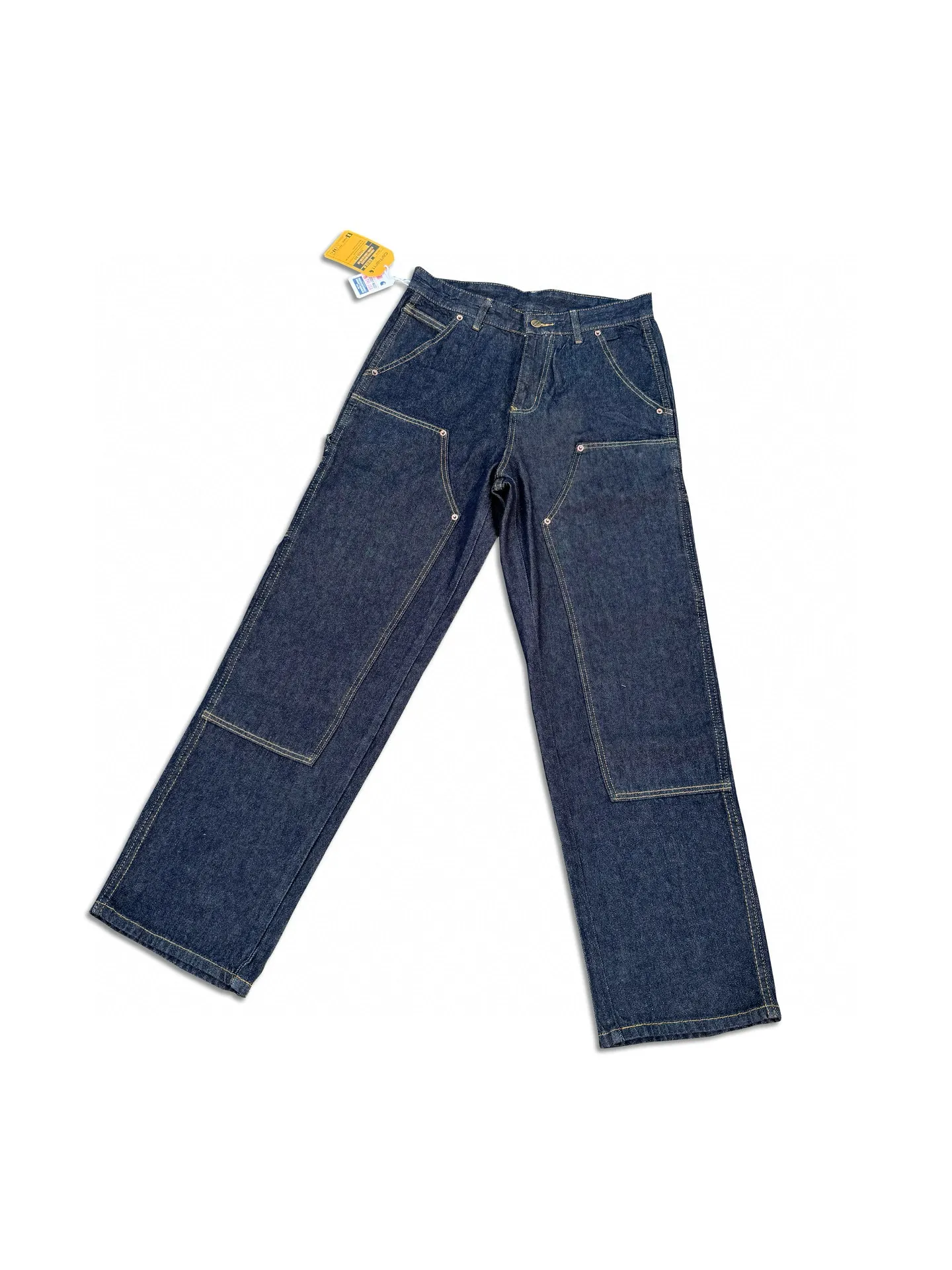 🅿️250 K011 Carhartt WIP Japanese style work style jeans with customized original logo buckle, YKK zipper fly, smooth and easy to pull! Many locations are reinforced with tacks, and the workmanship is solid! The overall tailoring adopts three-dimensional structure tailoring! Ergonomically designed, more flexible when wearing! The cut is streamlined and streamlined, allowing you to move flexibly with your body! Integrates functionality, beauty and durability! Suitable for business, travel, leisure and many other occasions! Straight fit Color: Dark Blue Size: S-XXL