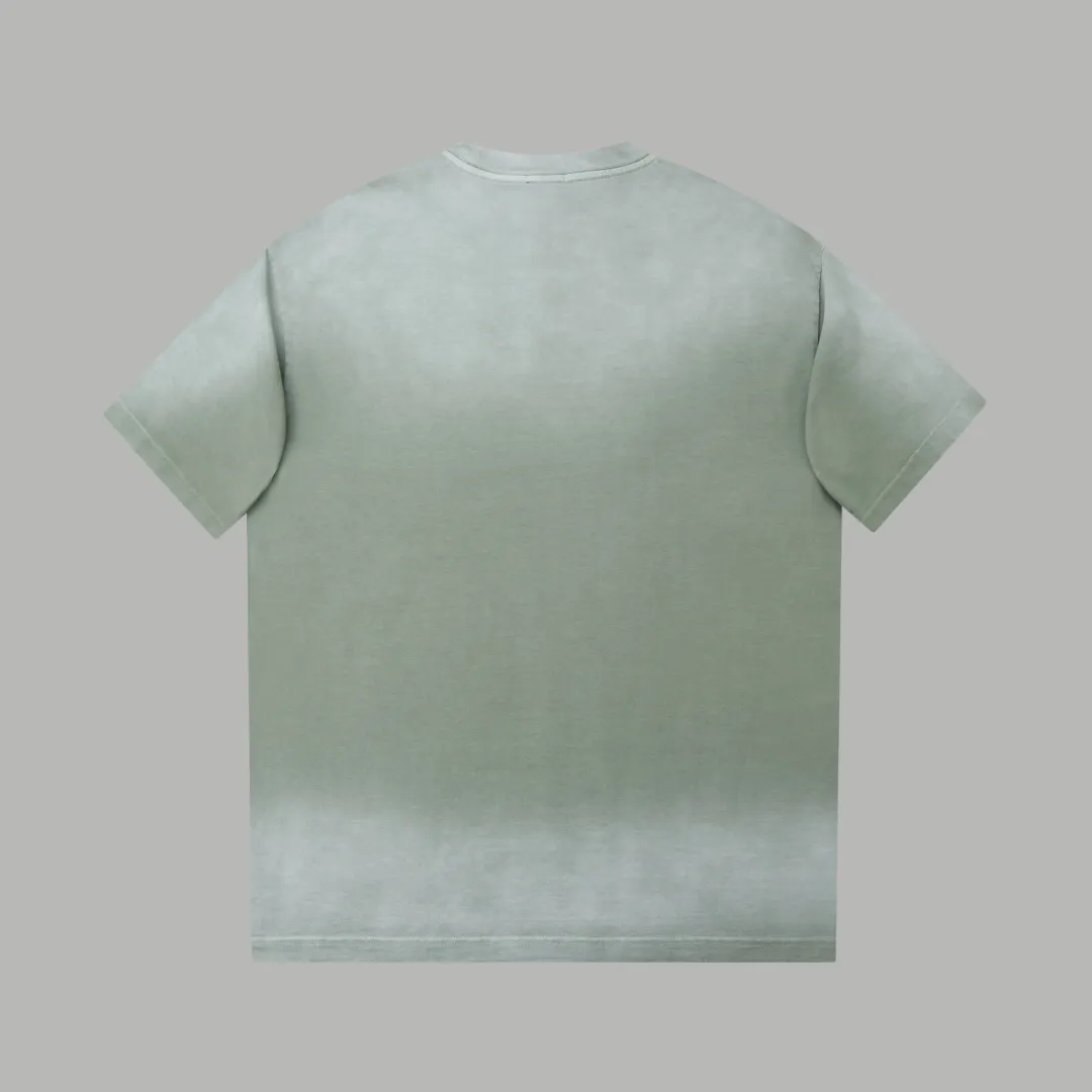 🅿️230 ✨CEL✨🆕25SS Spring and Summer New Style Distressed Printed Short Sleeves Light Luxury Essential Item for Men and Women's Daily Commuting Correct Version Welcome to Compare Detailed Features · 280g 100% pure cotton double yarn jersey fabric · Custom dyed in the same cylinder, special thickened 32 count double-ply 1X1 thread · Wow glue patch . Ready-made garment dyeing Then do the faded fried snowflake process, then wash with water to make it look old. General washing improves the effect · Double-needle stitching across seams · Original main mark, washed tag, branded moisture-proof paper packaging Color: black/green//blue/coffee/ Size: S/M/L/XL