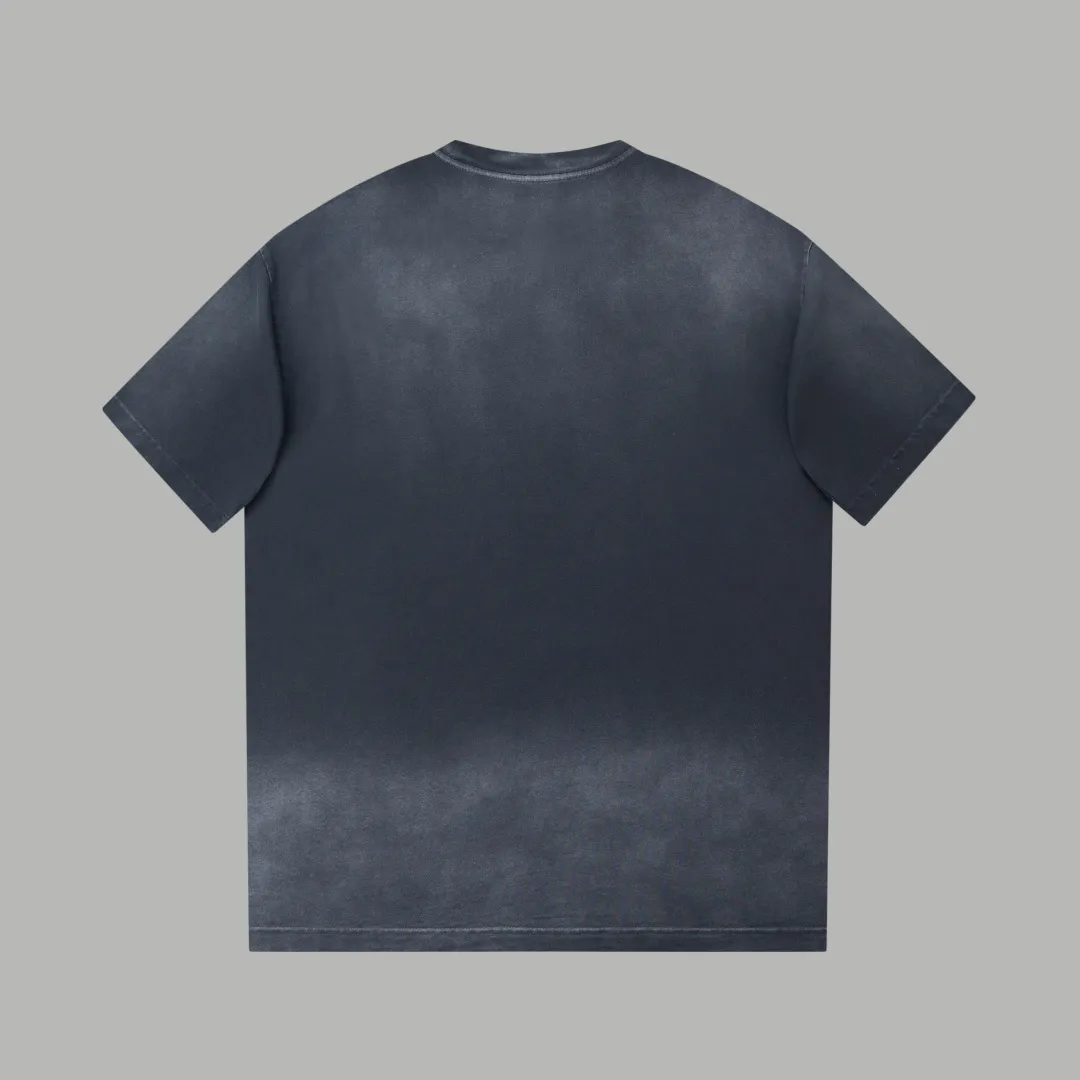 🅿️230 ✨CEL✨🆕25SS Spring and Summer New Style Distressed Printed Short Sleeves Light Luxury Essential Item for Men and Women's Daily Commuting Correct Version Welcome to Compare Detailed Features · 280g 100% pure cotton double yarn jersey fabric · Custom dyed in the same cylinder, special thickened 32 count double-ply 1X1 thread · Wow glue patch . Ready-made garment dyeing Then do the faded fried snowflake process, then wash with water to make it look old. General washing improves the effect · Double-needle stitching across seams · Original main mark, washed tag, branded moisture-proof paper packaging Color: black/green//blue/coffee/ Size: S/M/L/XL