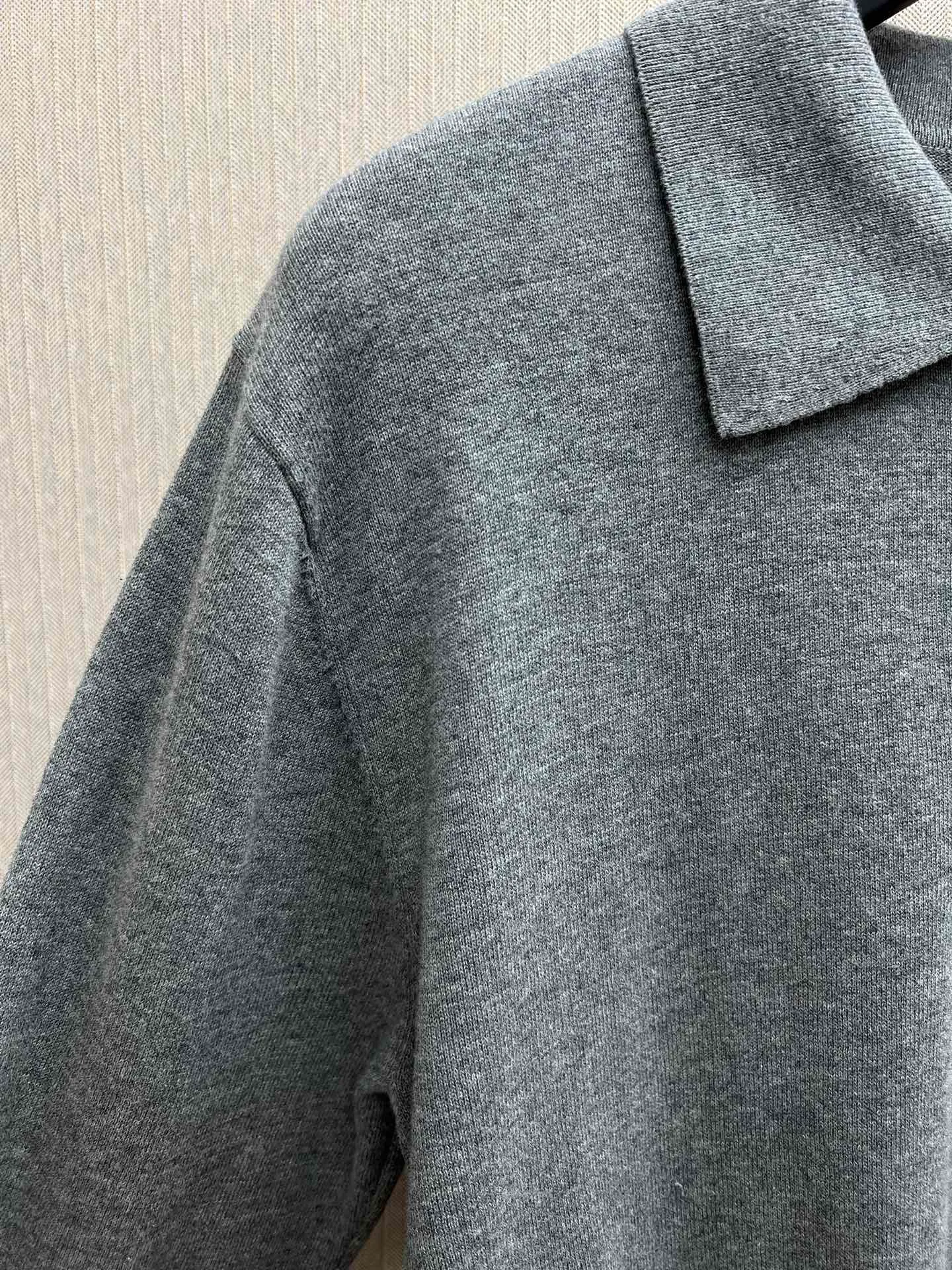 🅿️410 Celine 25ss new DRAWING series solid color POLO collar ribbed trim sweater Size: S.M.L.XL.