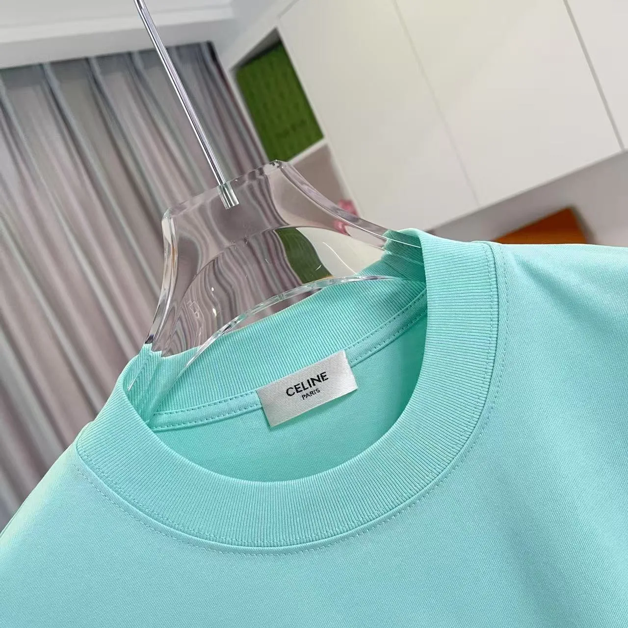 🅿️170 Celine 2025 summer new style personalized letter logo printing customized fabric 300g short-sleeved T-shirt same style for men and women Size: S M L XL XXL five sizes Color: black white lake green purple iron gray