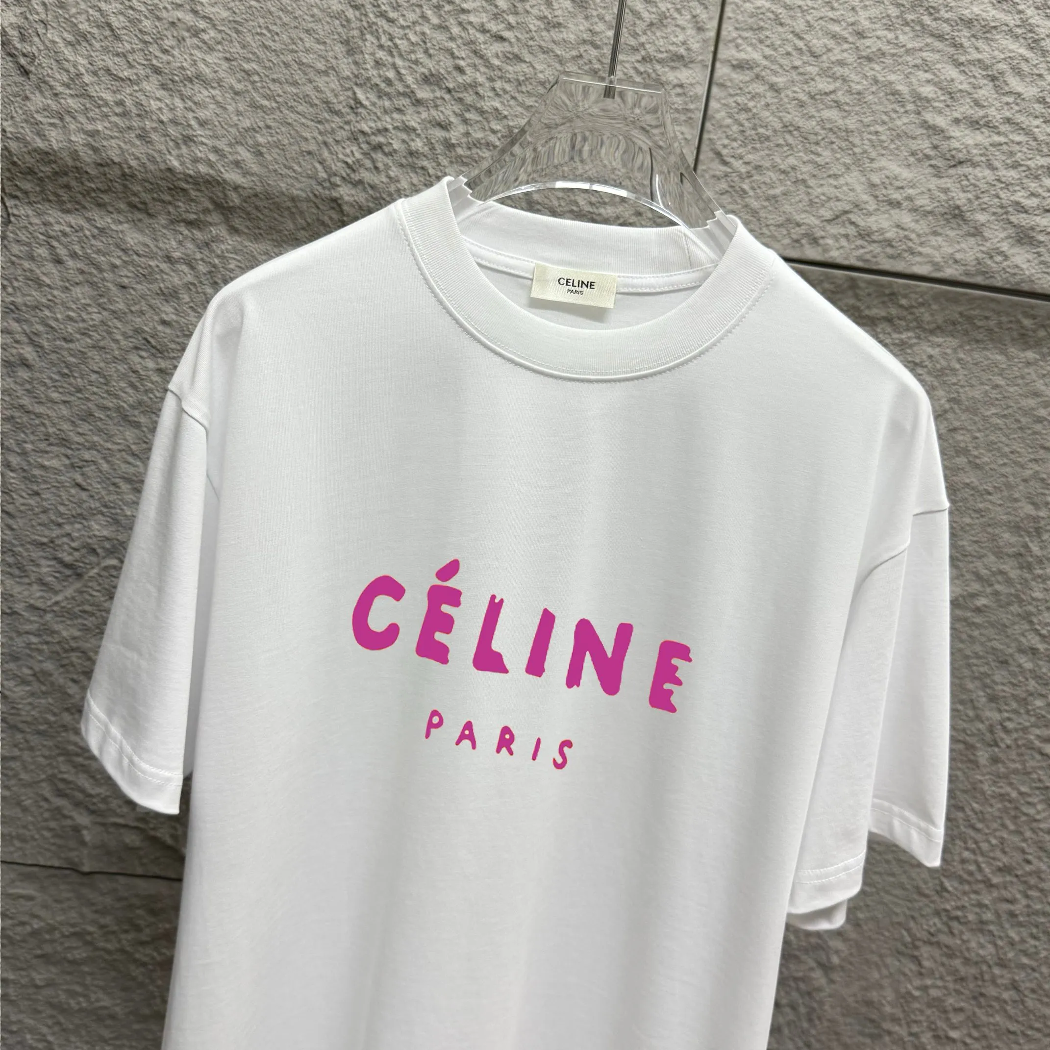 🅿️180 Celi*ne 2025 spring and summer style, simple colorful letters, flocking process, personalized logo, customized double yarn plain cotton fabric, short-sleeved T-shirt, same style for men and women. Size: S (90-130 catties) M (120-150 catties) L (140-165 catties) XL (160-180 catties) XXL (180-210 pounds) Color: black white