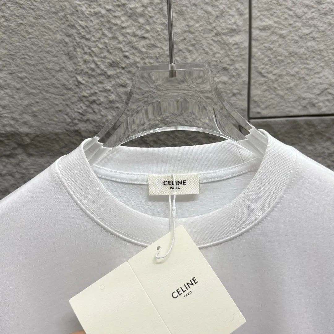 🅿️180 Celi*ne 2025 spring and summer style, simple colorful letters, flocking process, personalized logo, customized double yarn plain cotton fabric, short-sleeved T-shirt, same style for men and women. Size: S (90-130 catties) M (120-150 catties) L (140-165 catties) XL (160-180 catties) XXL (180-210 pounds) Color: black white