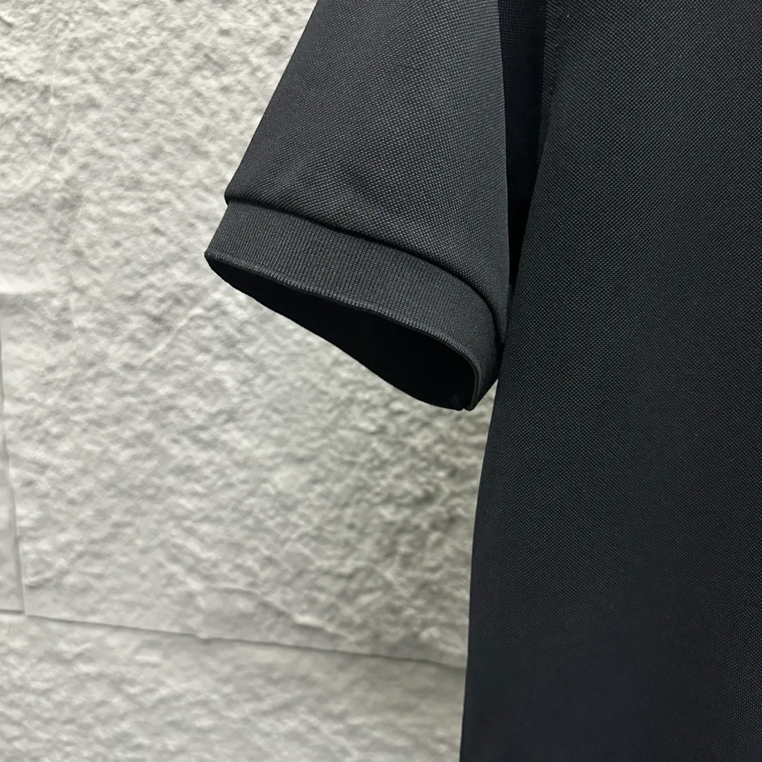🅿️180 CELIN* Selin* short-sleeved POLO 2025 spring and summer new style, simple small embroidered pique fabric, short-sleeved polo stand-up collar, same style for men and women Size: M L XL 2XL 3XL Color: black white