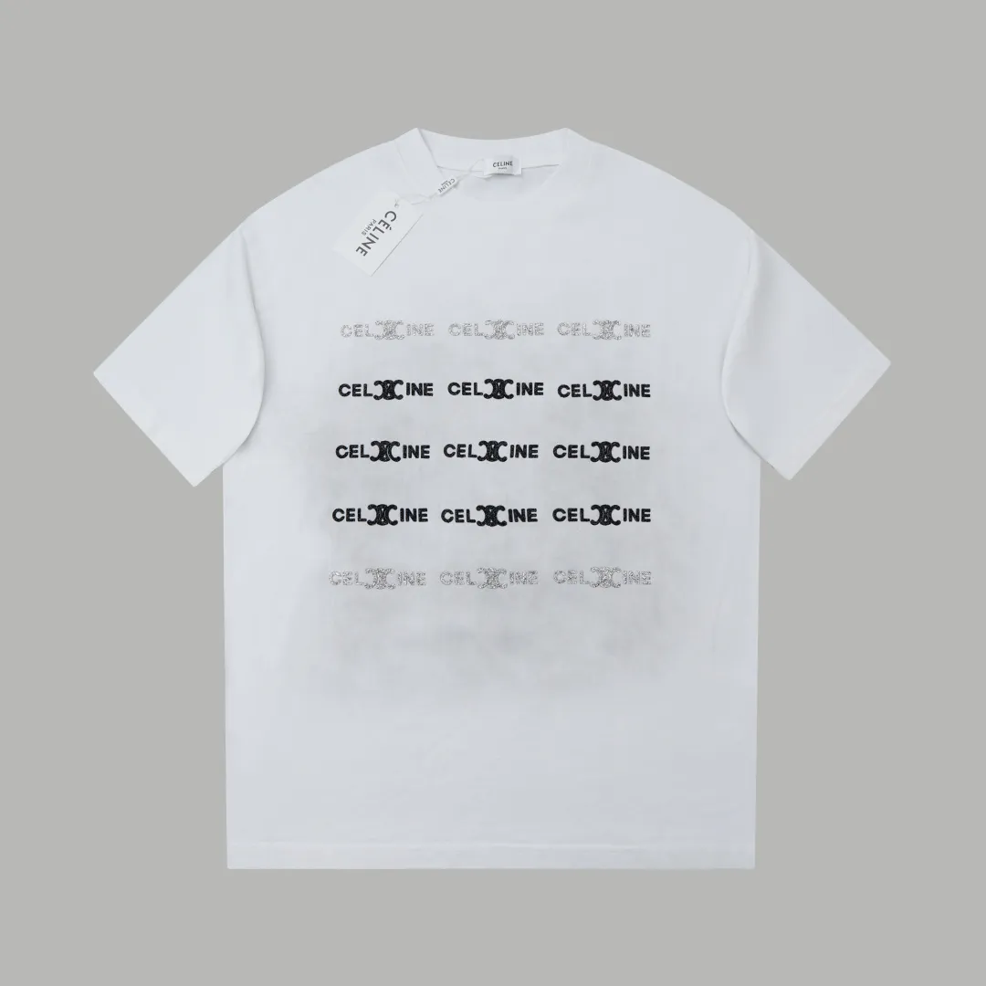 🅿️280 ✨CEL✨🆕25SS spring and summer new style Distressed printed short sleeves Light luxury Essential item for daily commuting for men and women Correct version Welcome to compare Detailed features · 280g 100% pure cotton double yarn jersey fabric · Custom dyed in the same cylinder, special thickened 32 count double-strand 1X1 thread · Crushed diamond pressed glue. Ready-made garments are dyed. Then do the faded fried snowflake process and then wash it to make it look old. Common washing improves the effect · Double-needle stitching and cross-stitch process · Original main mark washed tag brand moisture-proof paper packaging Color: black/white Size: S/M/L/XL