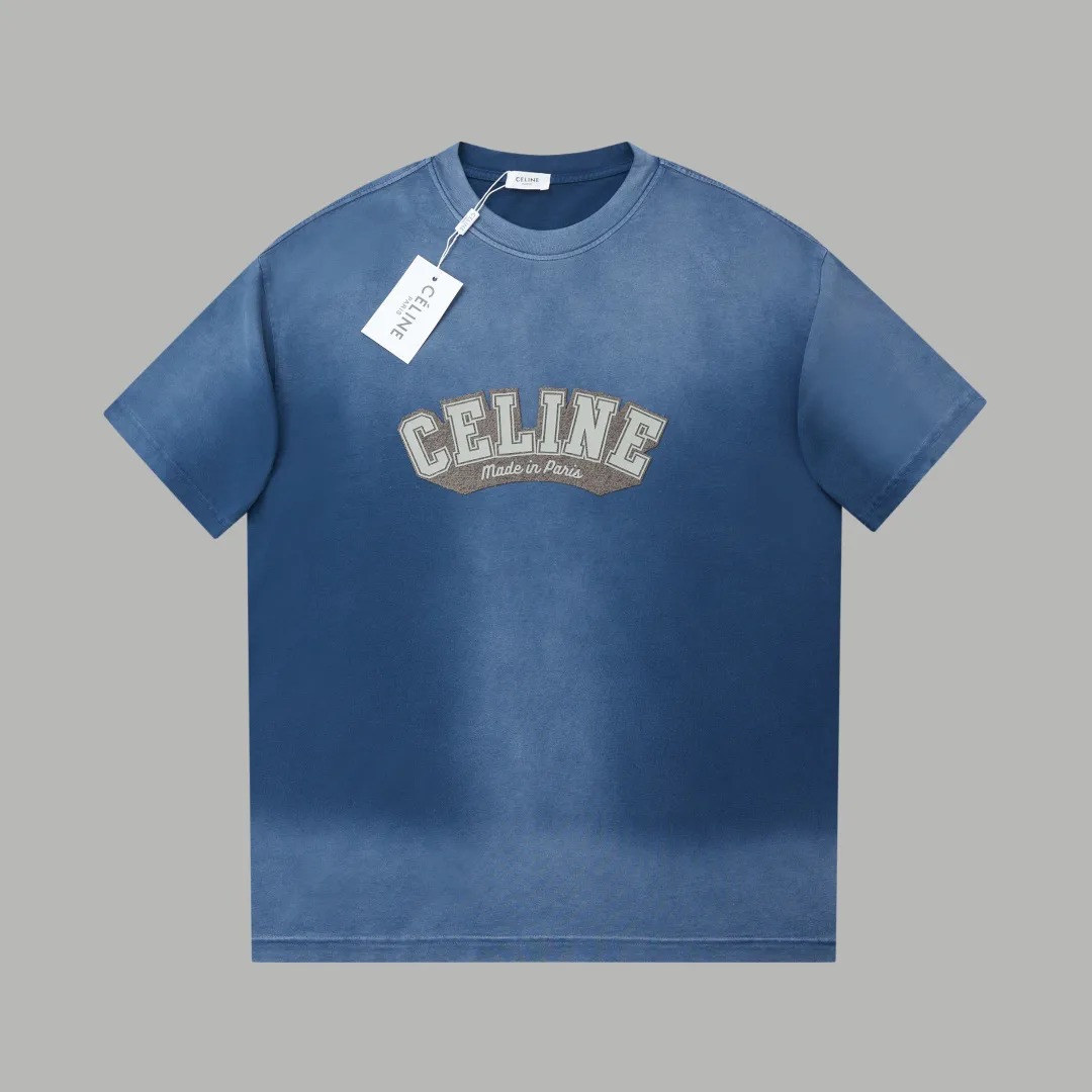 🅿️230 ✨CEL✨🆕25SS Spring and Summer New Style Distressed Printed Short Sleeves Light Luxury Essential Item for Men and Women's Daily Commuting Correct Version Welcome to Compare Detailed Features · 280g 100% pure cotton double yarn jersey fabric · Custom dyed in the same cylinder, special thickened 32 count double-ply 1X1 thread · Wow glue patch . Ready-made garment dyeing Then do the faded fried snowflake process, then wash it to make it look old. Common washing improves the effect · Double-needle stitching across seams · Original main mark, washed tag, branded moisture-proof paper packaging Color: black/green/blue/coffee/ Size: S/M/L/XL