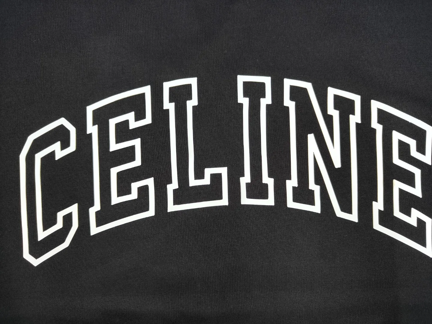 🅿️170 ✨🔥 [CELINE] 2025FW short-sleeved T-shirt, silicone thick plate letter LOGO, high-end 26s double yarn 300g fabric, heavy fabric, custom stretcher rib, same cylinder and dye, complete three standards, same style for men and women, color: black, white, size: S M L XL 2XL