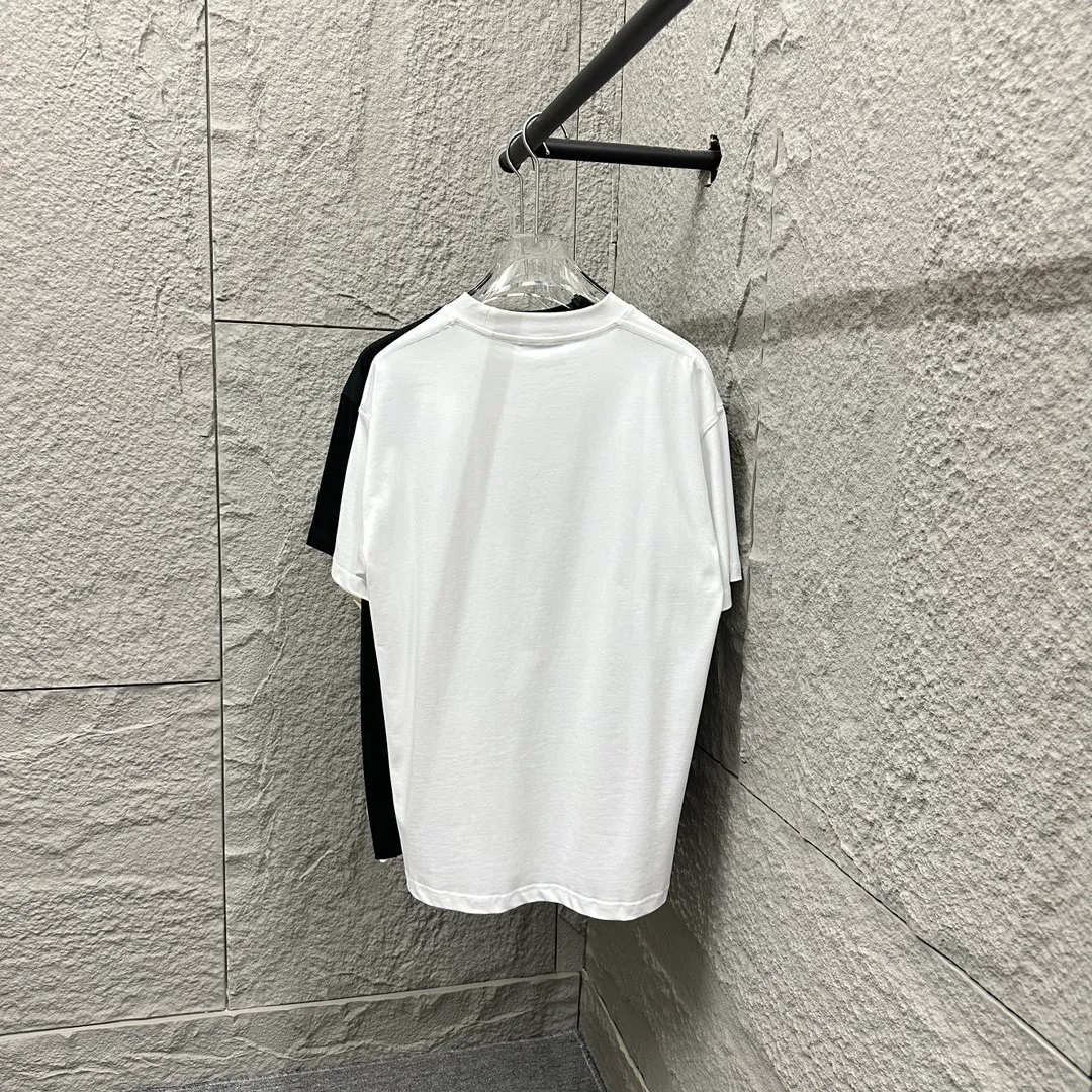 🅿️180 Celi* Celine 2025 spring and summer style Simple letter printing personalized logo Customized double yarn plain cotton fabric Short-sleeved T-shirt Unisex Size: S (90-130 catties) M (120-150 catties) L (140-165 catties) XL (160-180 catties) XXL (180-210 catties) Color: black white