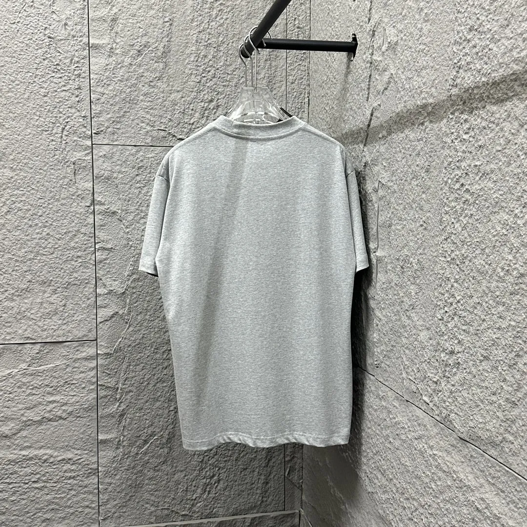 🅿️180 Celi* Celi Celin 2025 Spring and Summer Style Simple letter small embroidery personalized logo Customized double yarn plain cotton fabric Short-sleeved T-shirt Uniform for men and women Color: Black White Angora Red Floral Gray Size: S (90-130 catties) M (120-150 catties) L (140-165 catties) XL (160-180 pounds) XXL (180-210 pounds)