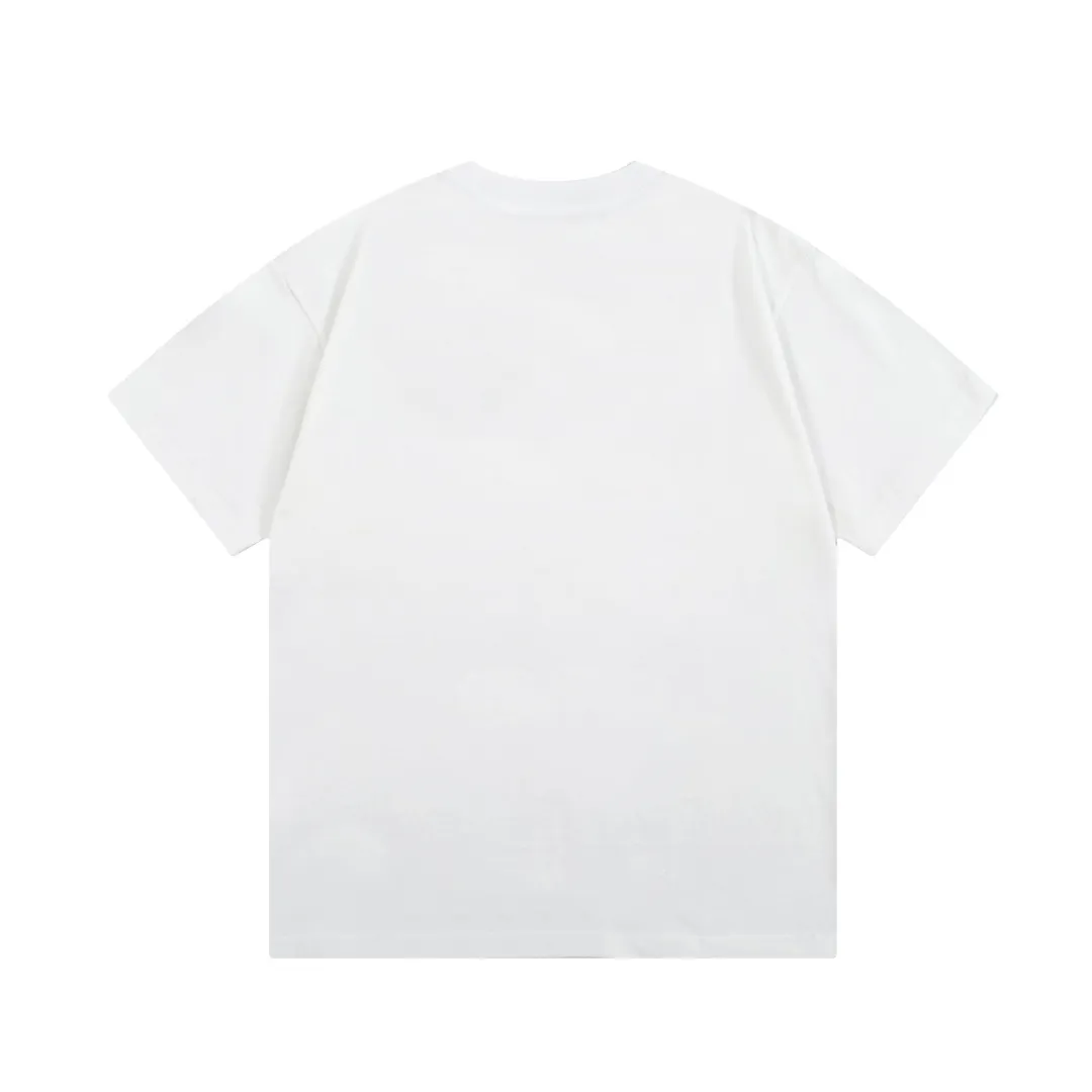 🅿️170 high version Celine Celine 2025 new style customized 310g double yarn pure cotton fabric hand-painted graffiti letter logo same style for men and women short-sleeved T-shirt Color: White Size: S-XL