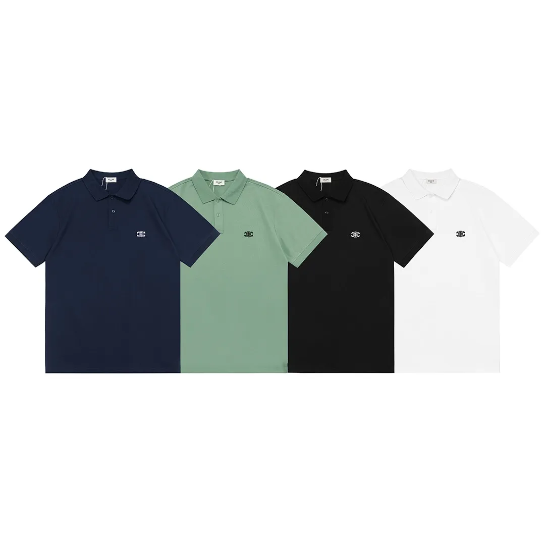 🅿️190 Celine Celine 2025 new model Arc de Triomphe logo embroidery, same style for men and women, casual polo shirt ·Customized pique cotton fabric ·Imported Tajima machine embroidery technology ·Collar label, hangtag, main mark and three labels complete Color: Black Size: M-XXXL