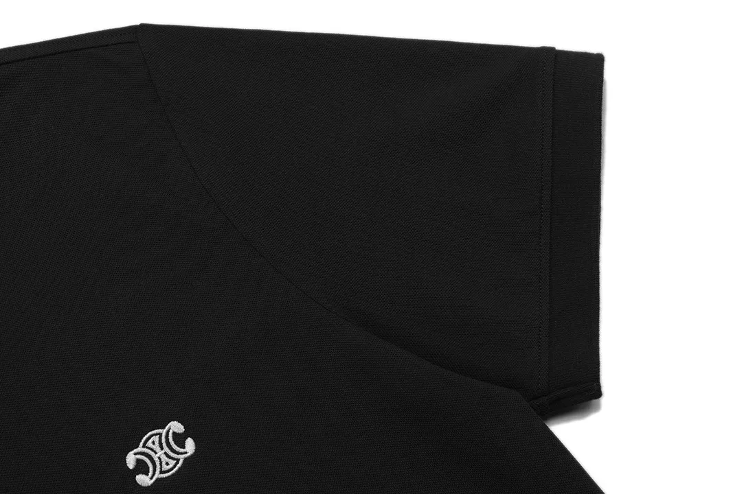 🅿️190 Celine Celine 2025 new model Arc de Triomphe logo embroidery, same style for men and women, casual polo shirt ·Customized pique cotton fabric ·Imported Tajima machine embroidery technology ·Collar label, hangtag, main mark and three labels complete Color: Black Size: M-XXXL