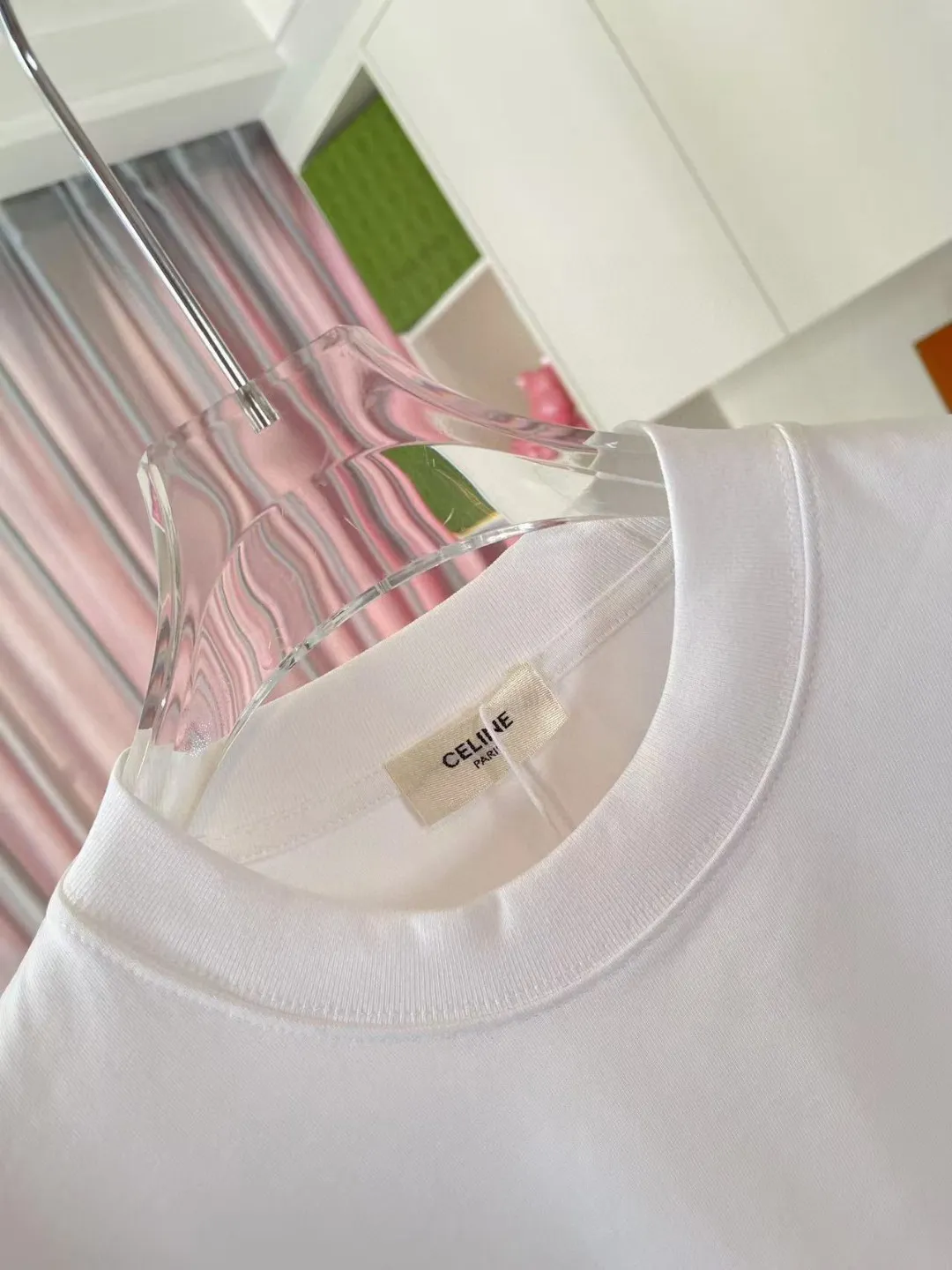 🅿️170 Celine 2025 summer new style personalized letter logo printing customized fabric 300g short-sleeved T-shirt for men and women size: S M L XL XXL five sizes color: black white pink sky blue