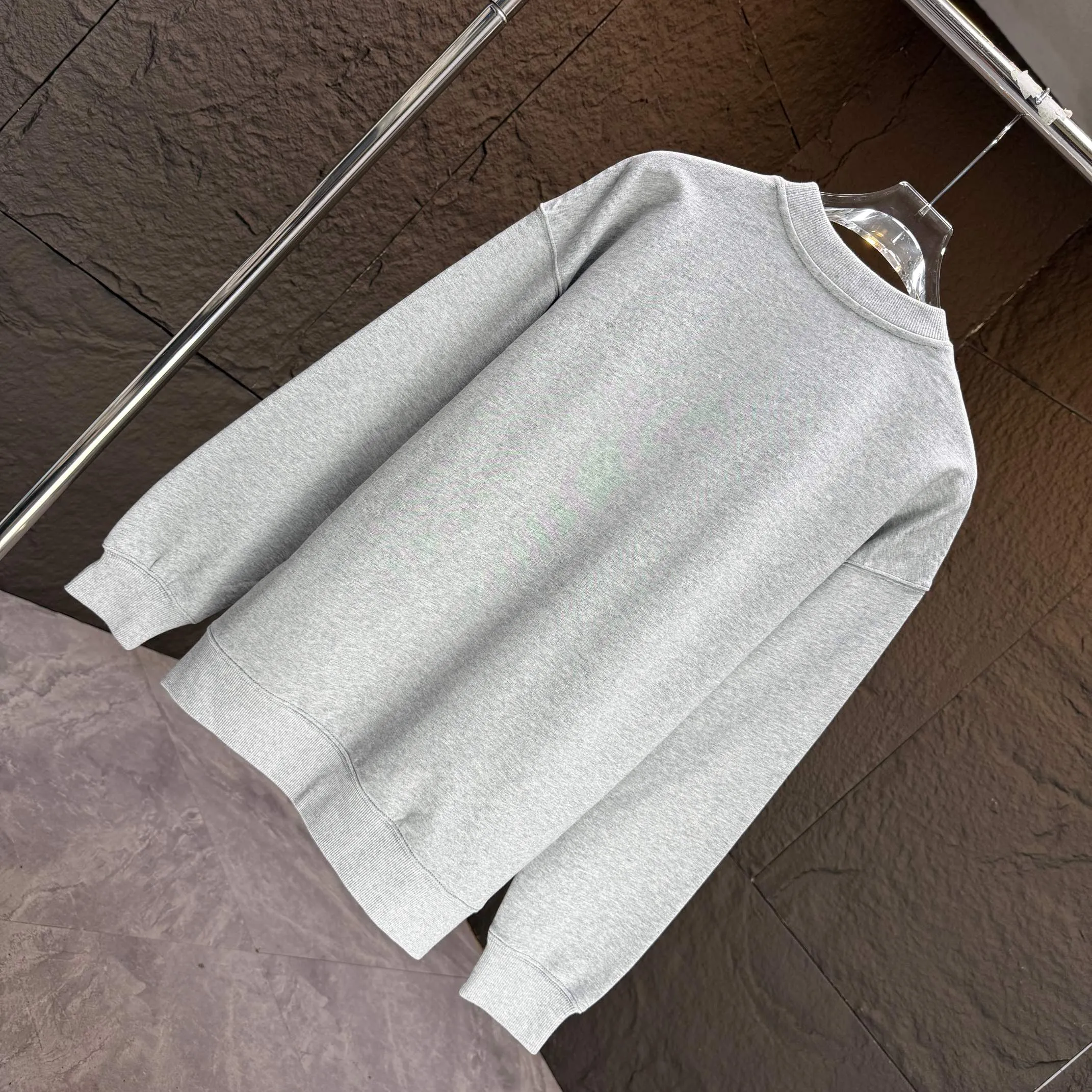 🅿️250 CELIN* 2025 autumn and winter new round neck sweatshirt 400g terry cotton letter logo three-dimensional silicone Color: Black White Purple Gray Size: S M L XL XXL