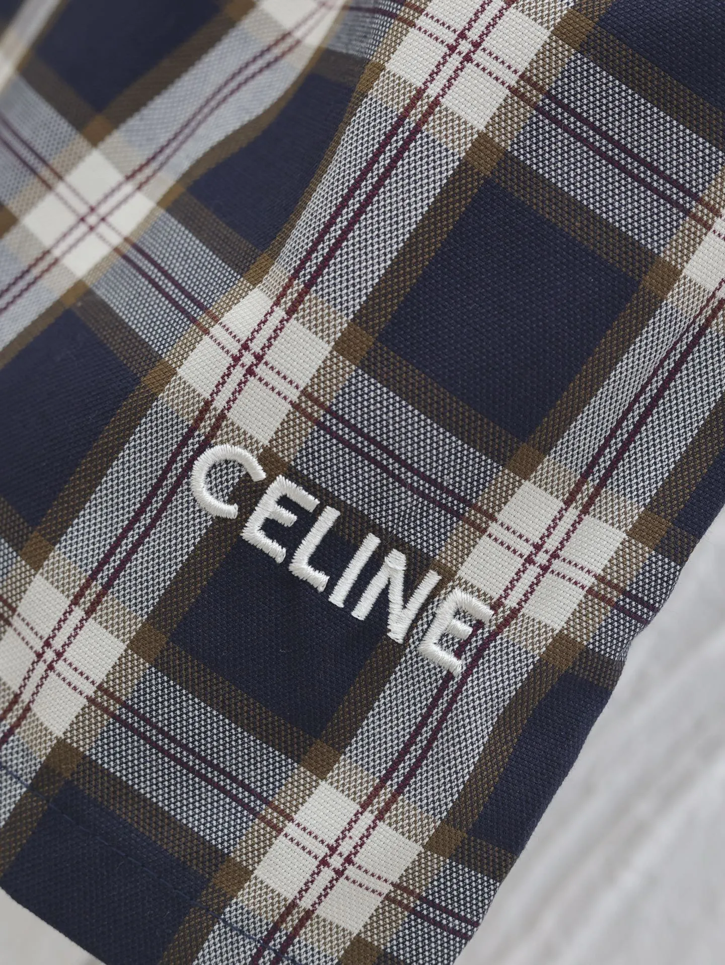 🅿️296 Celine*/Celin 25SS spring and summer new contrast color plaid embroidered elastic shorts Size: 36/38/40