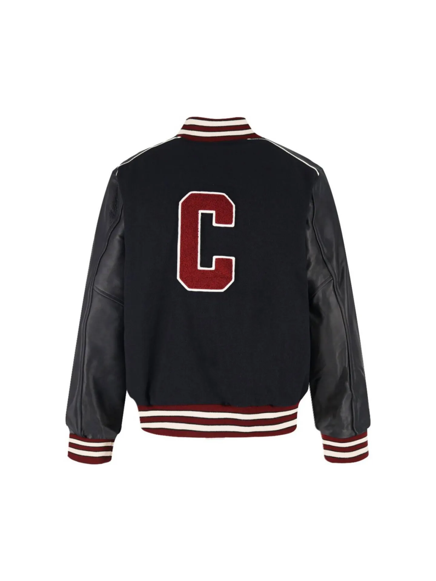 🅿️530 Celin* Celin's new autumn and winter black and red baseball jacket. Knitted textured fabric, bright leather sleeve design, knitted ribbing at the hem of the sleeves, slim fit and easy to wear. Same style for men and women. Size: XS-L