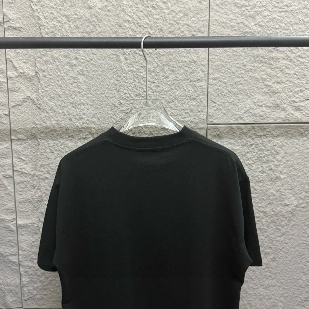 🅿️180 Celi* Celin Celin 2025 spring and summer style Simple letter embroidery personalized logo Customized double yarn plain cotton fabric Short-sleeved T-shirt Uniform for men and women Size: S (90-130 catties) M (120-150 catties) L (140-165 catties) XL (160-180 catties) XXL (180-210 catties) Color: black white