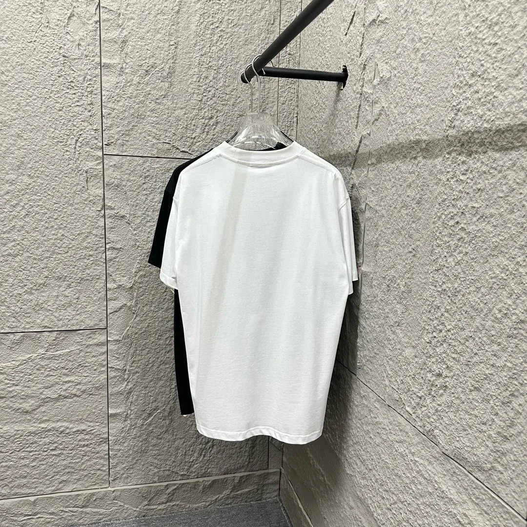 🅿️180 Celi* Celine 2025 spring and summer style Simple letter printing personalized logo Customized double yarn plain cotton fabric Short-sleeved T-shirt Unisex Size: S (90-130 catties) M (120-150 catties) L (140-165 catties) XL (160-180 catties) XXL (180-210 catties) Color: black white